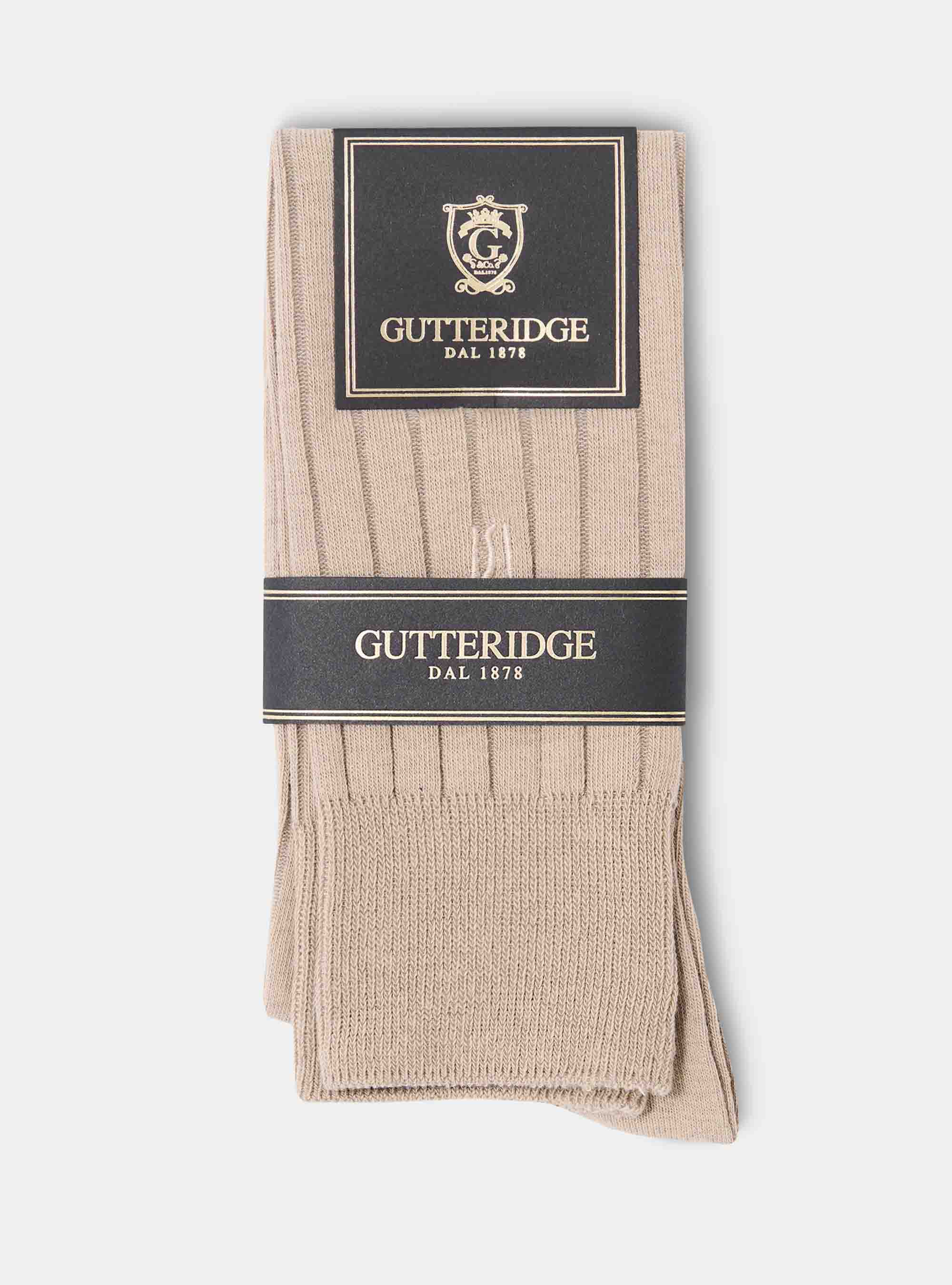 Ribbed embroidered socks, SAND