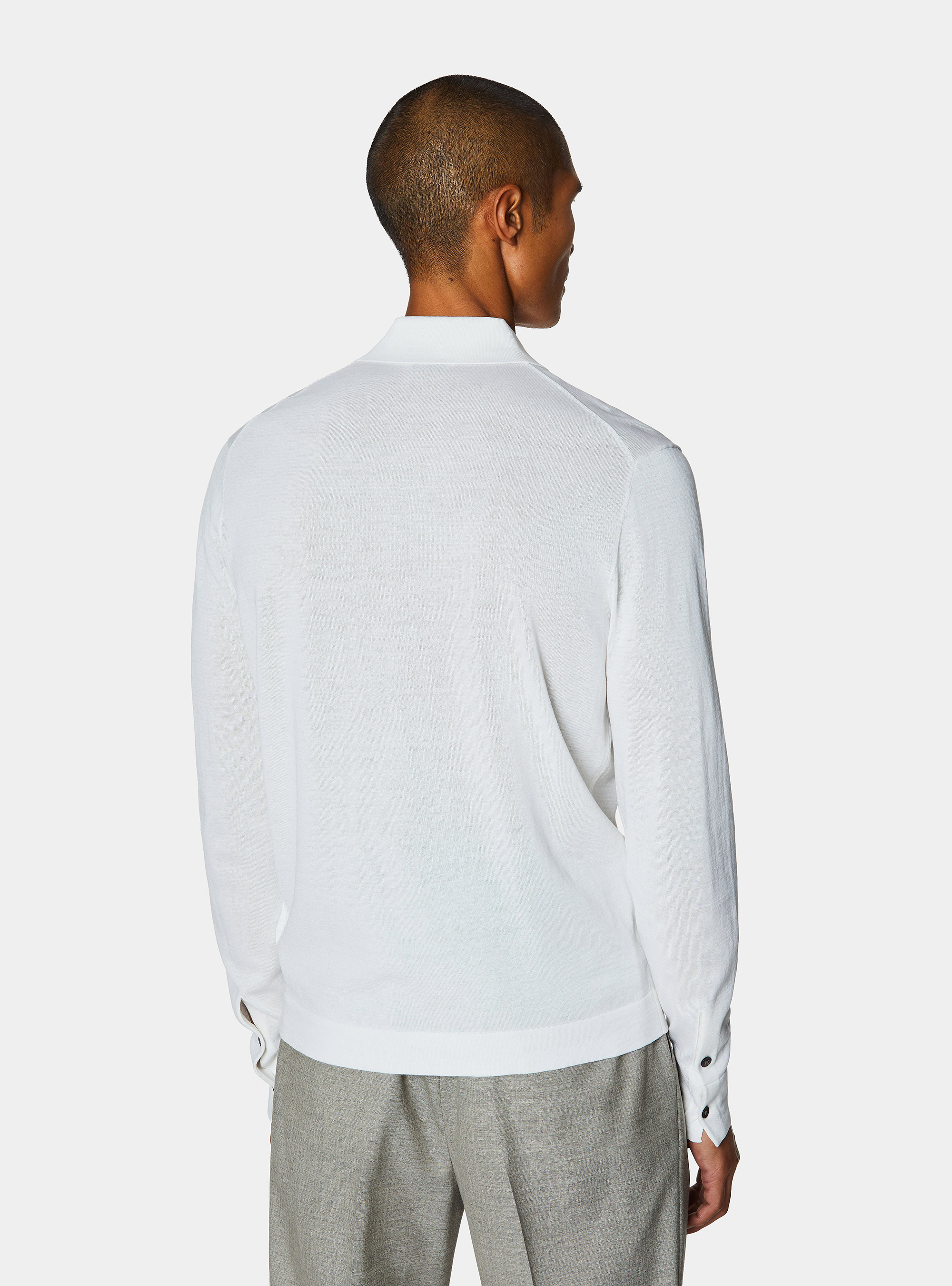 Cotton and silk polo shirt, WHITE