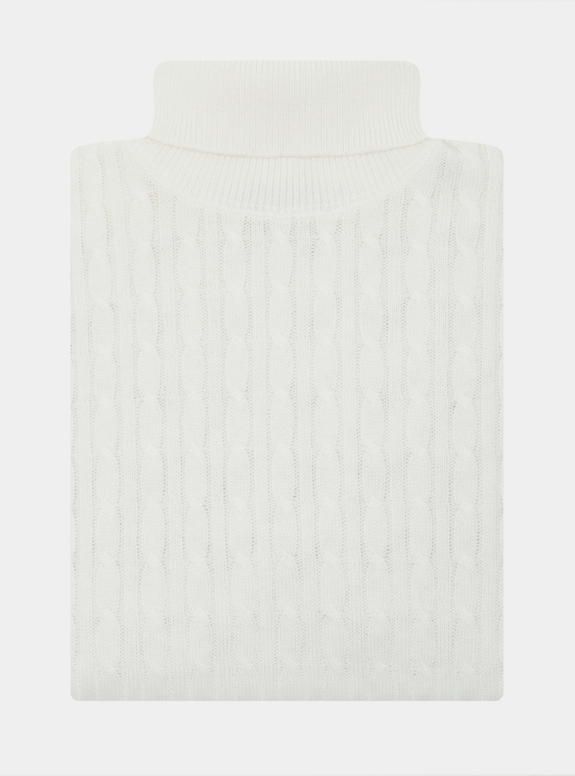 Wool-blend turtleneck sweater with braid, WHITE