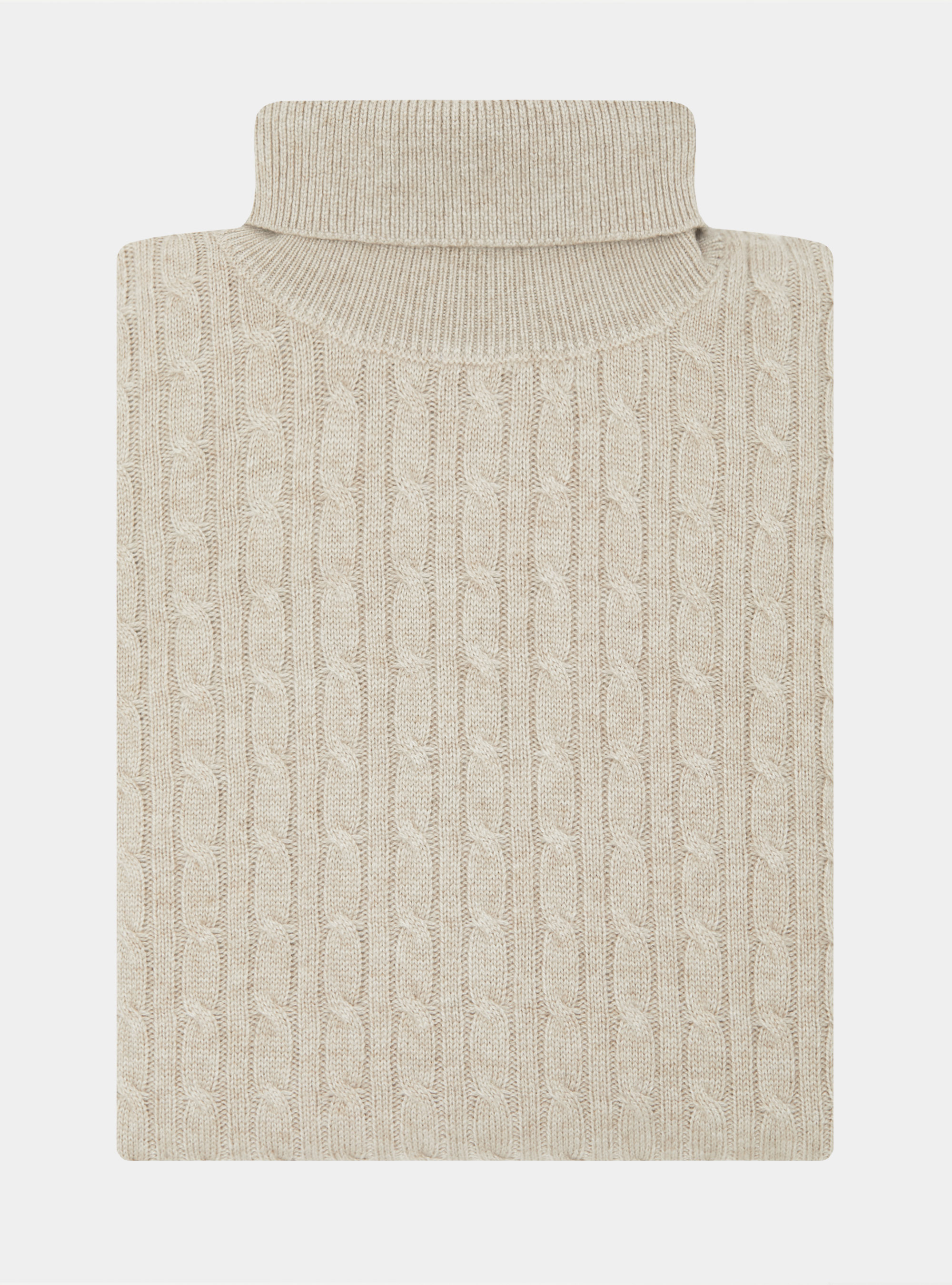 Wool-blend turtleneck sweater with braid, ECRU