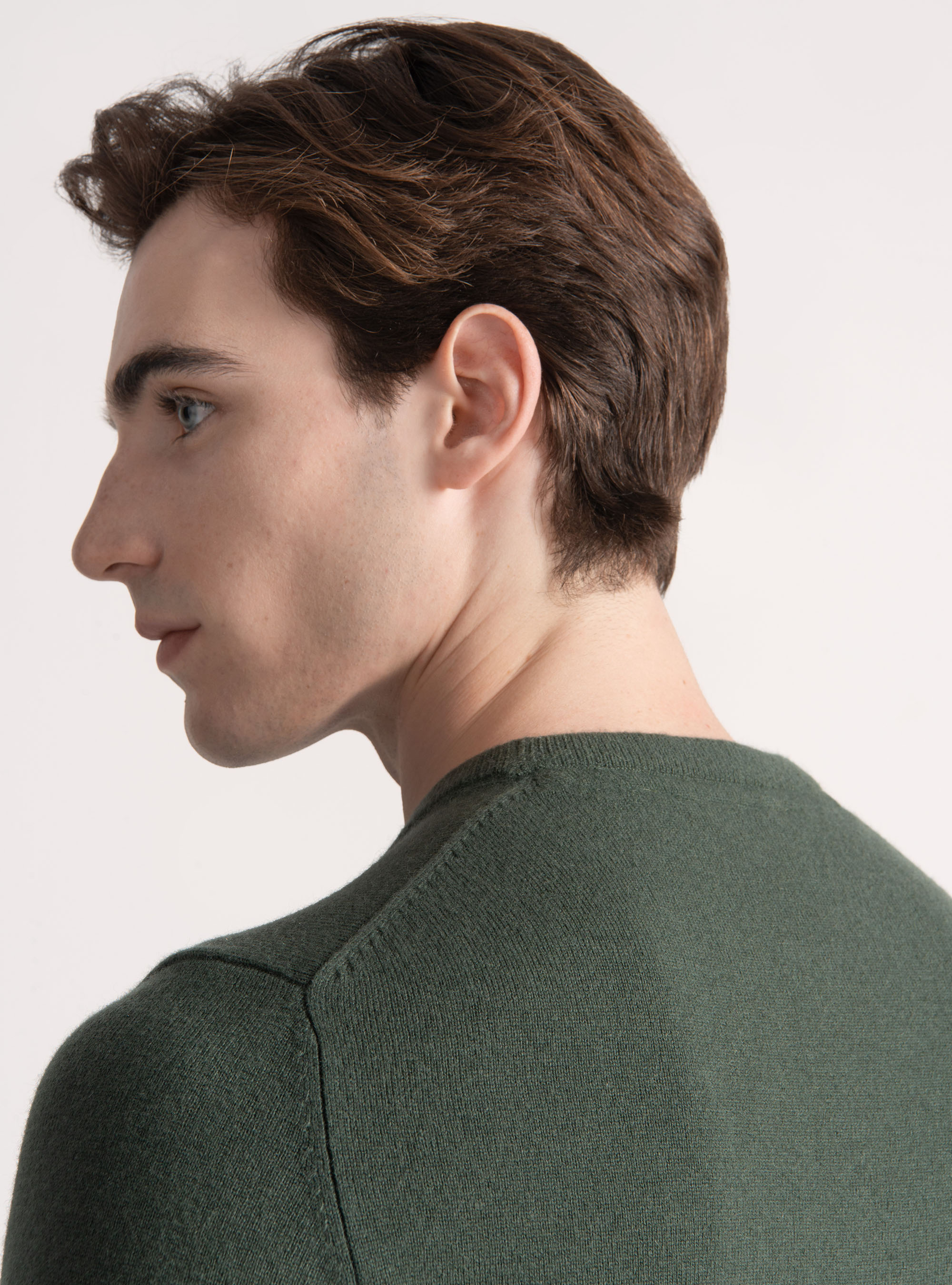 Lambswool and cashmere crew-neck sweater, MILITARE 0609C