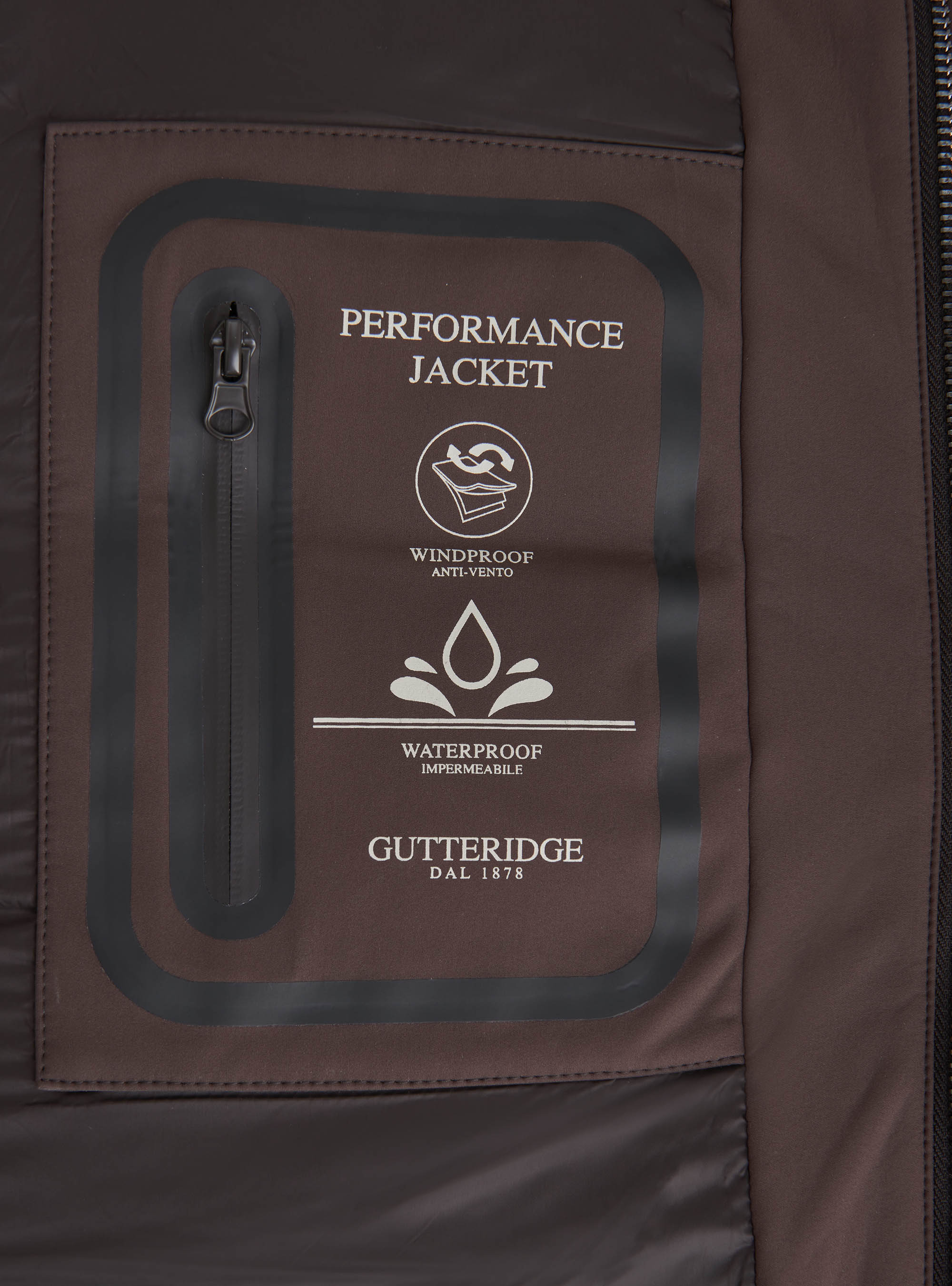 Waterproof and windproof technical fabric jacket, BROWN