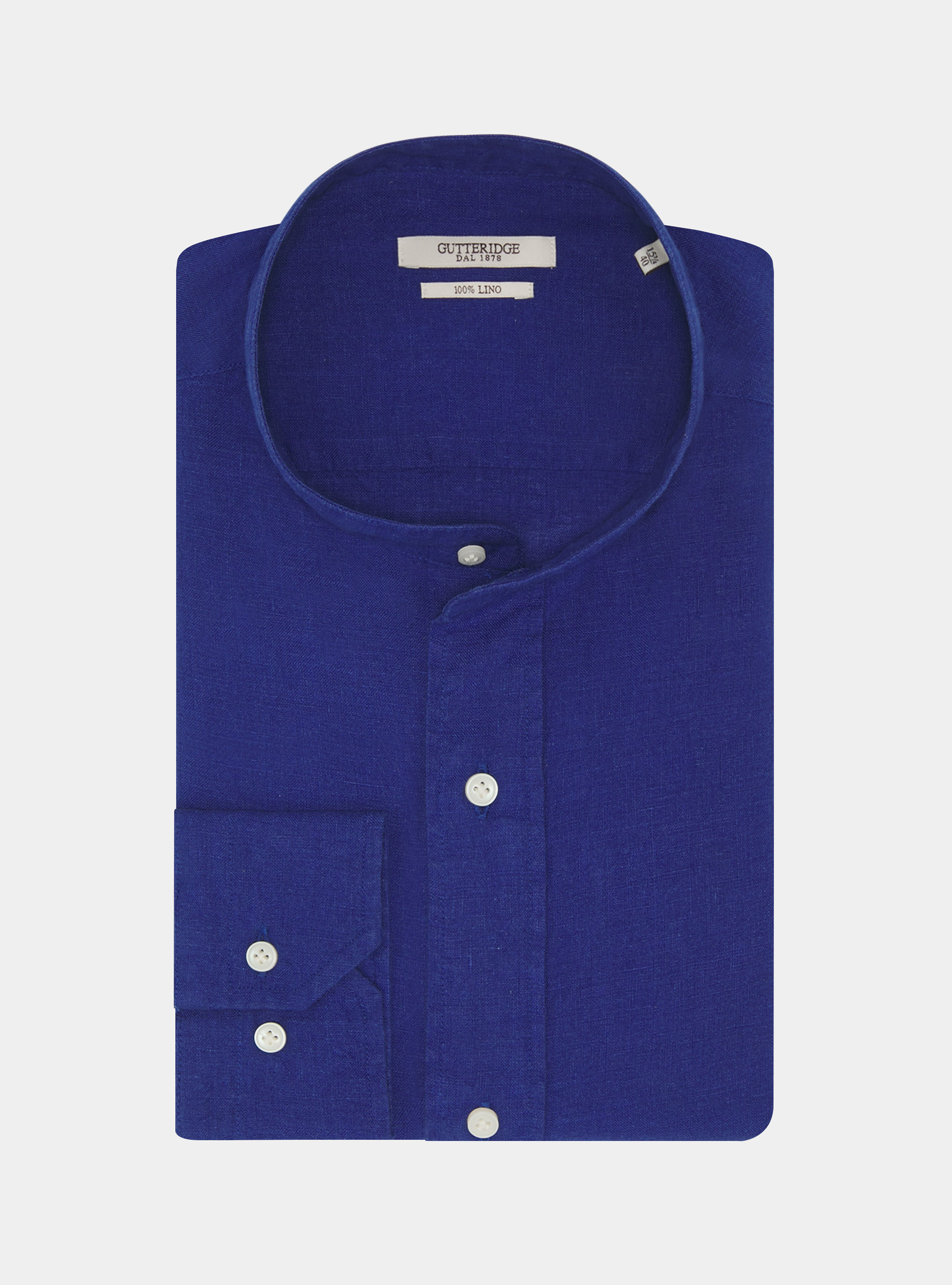 Korean shirt in pure linen, BLUE