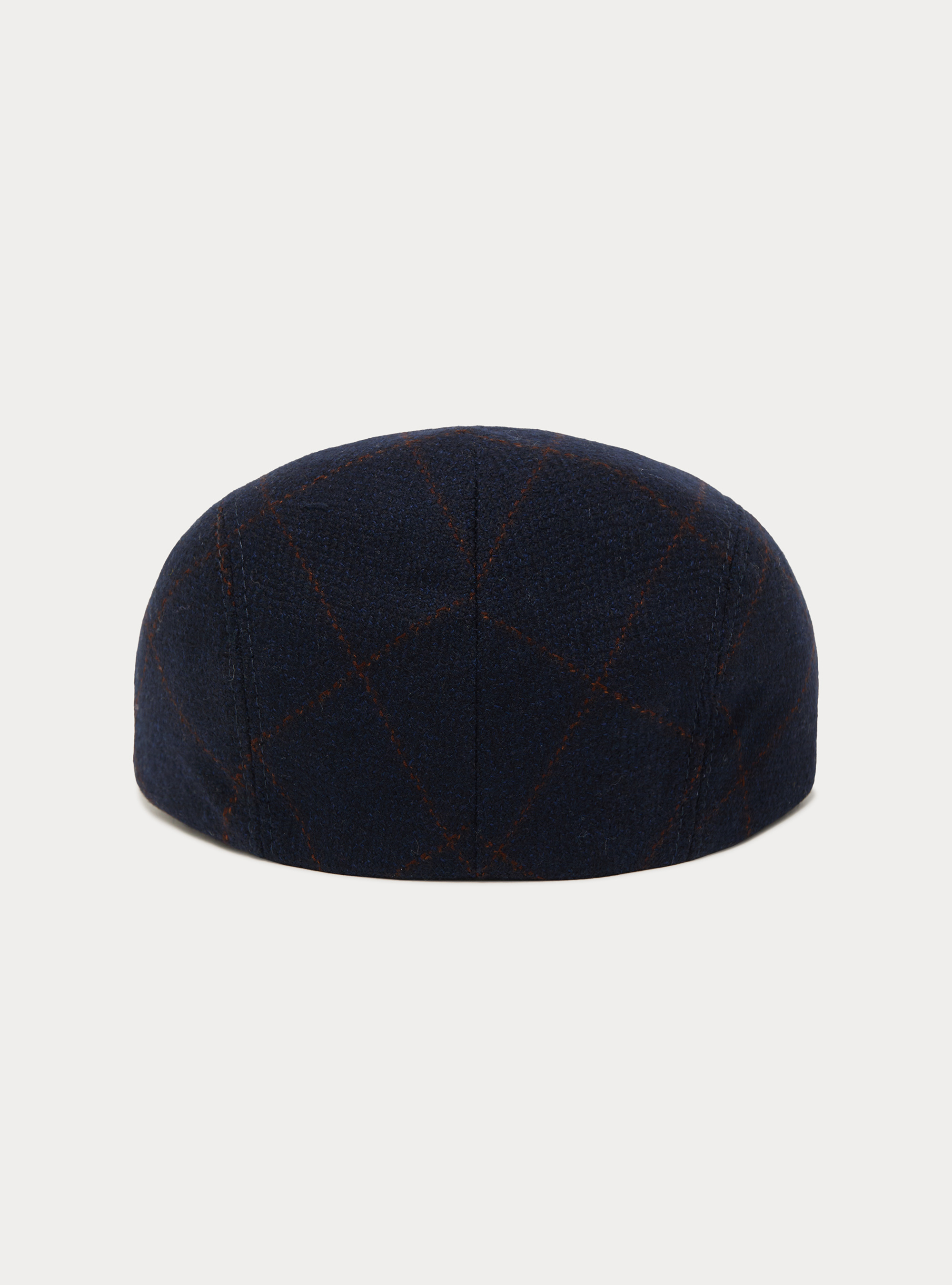 Checked wool-cashmere flat cap by Lanificio di Pray, NAVY BLUE