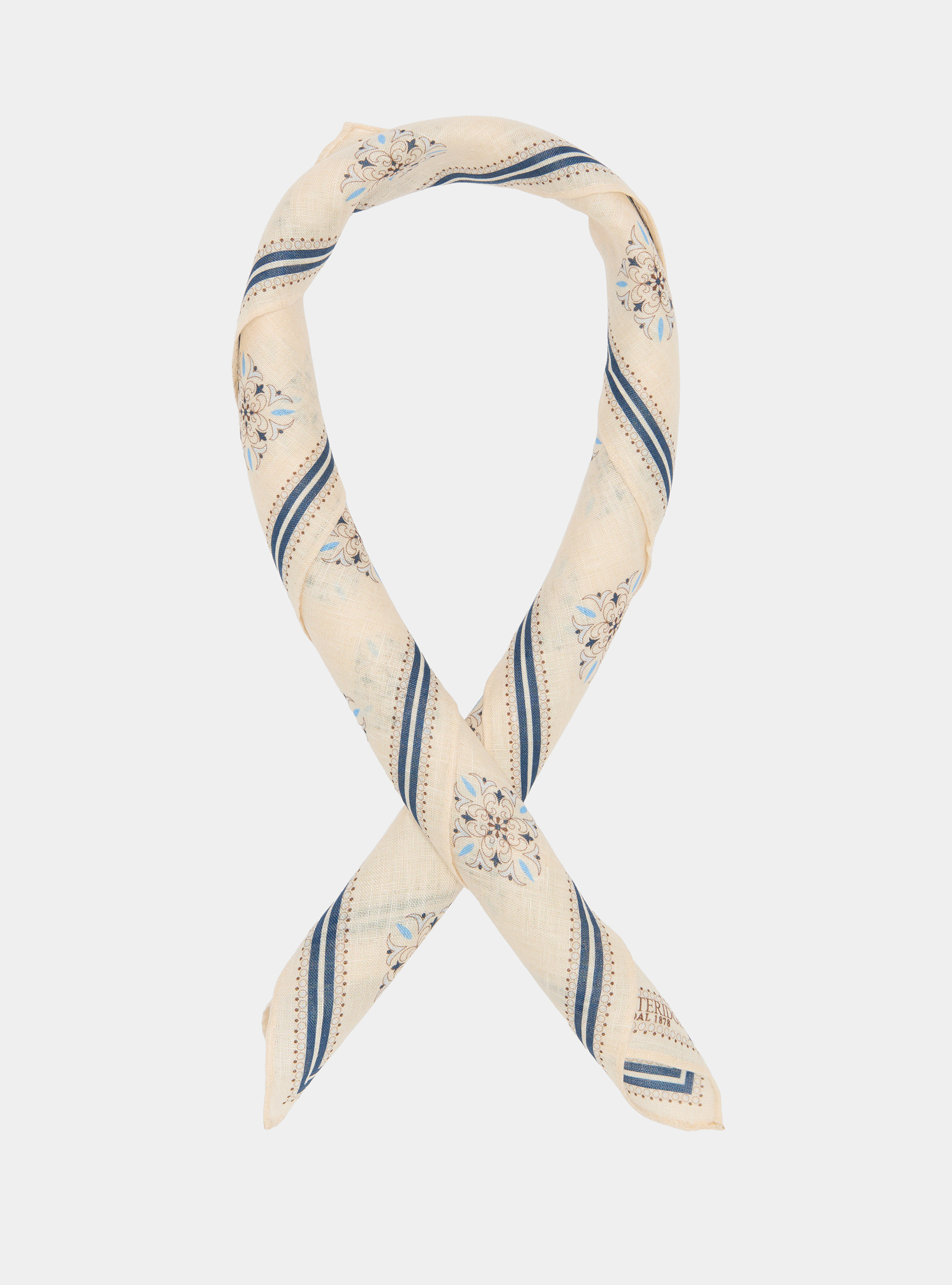 Patterned linen foulard, ECRU