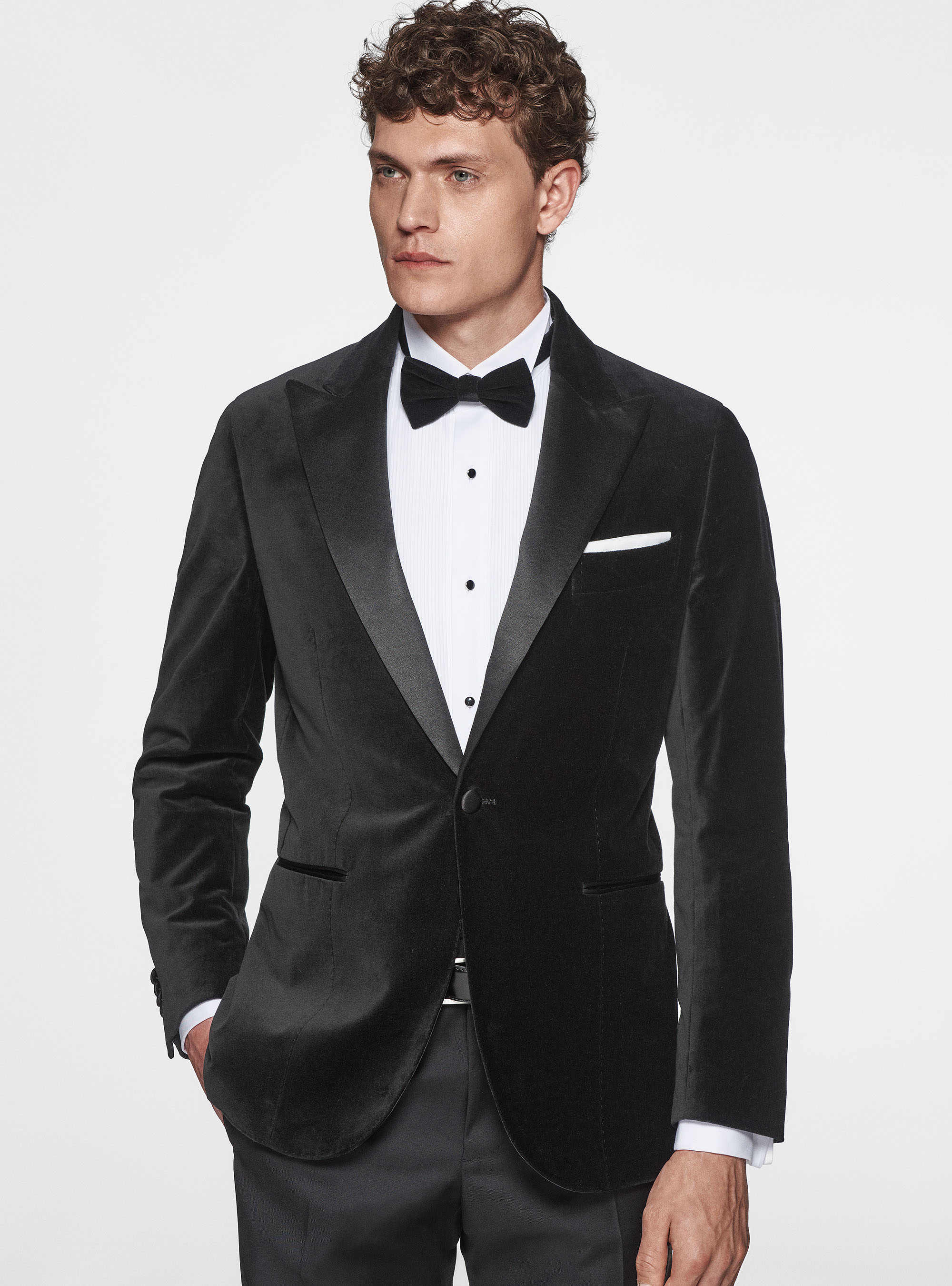 Smokingjacke aus glattem Samt, NERO 0100C