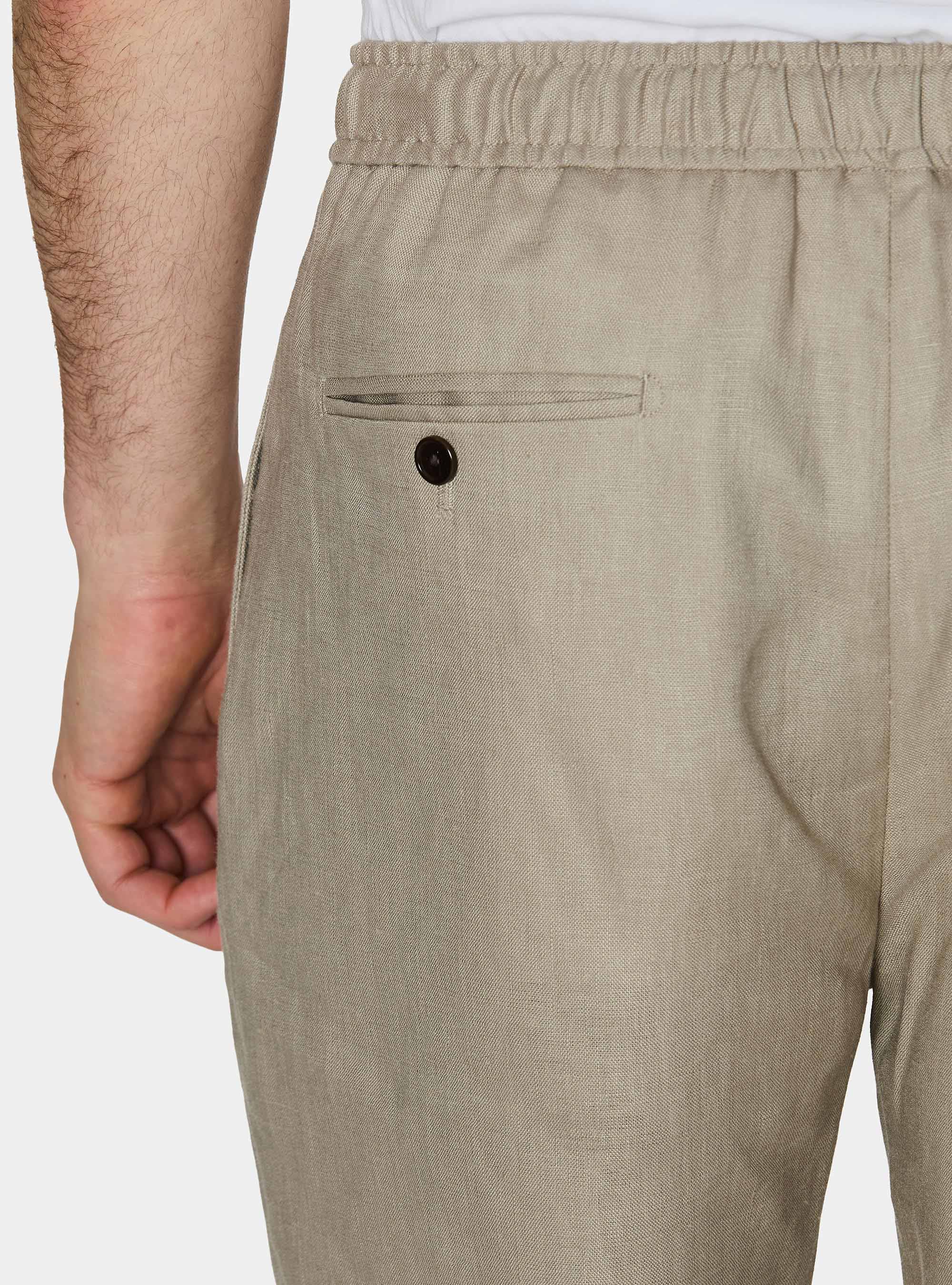 Linen Bermuda shorts with drawstring, SAND