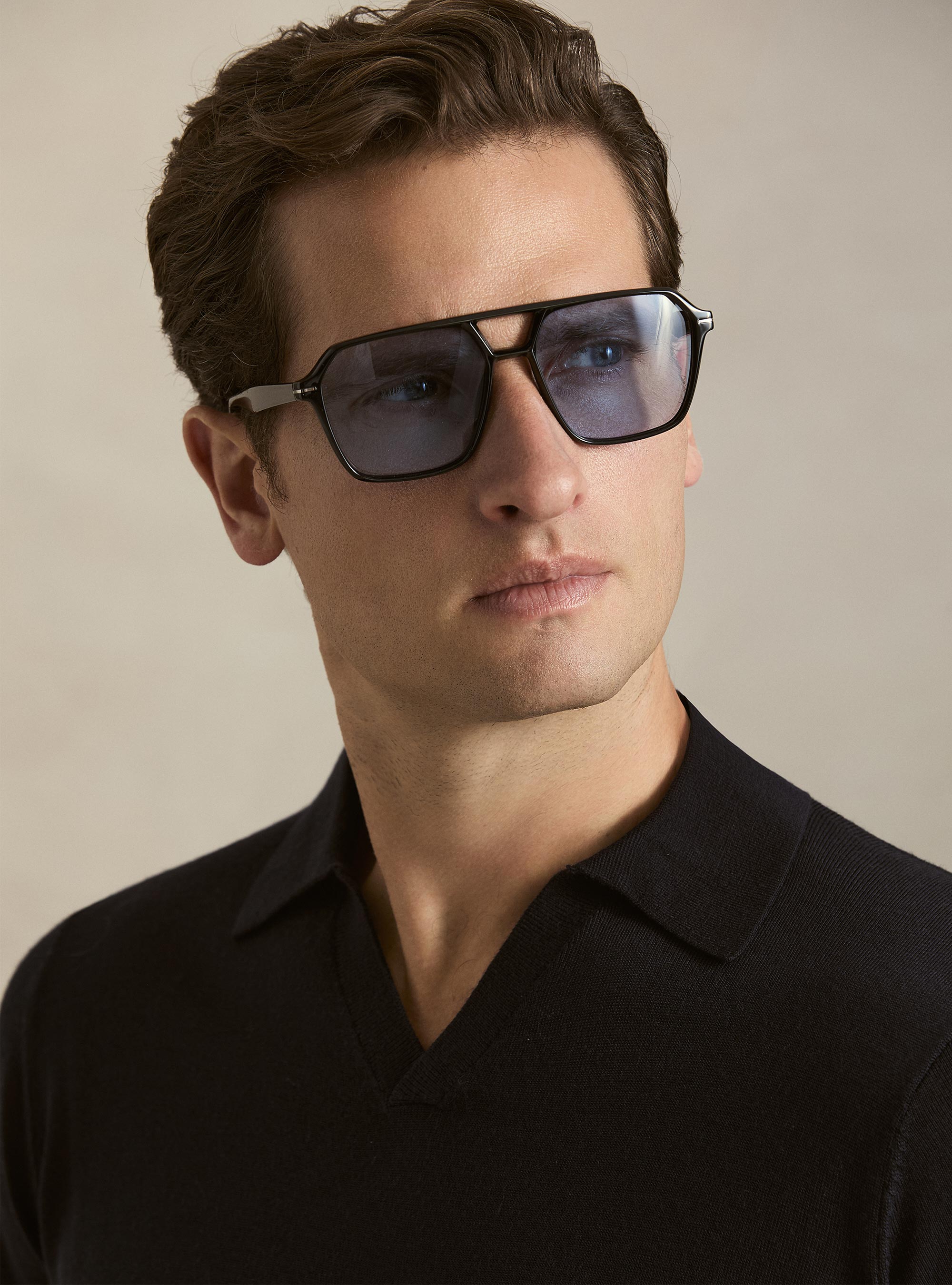 Buttonless merino polo, NAVY BLUE