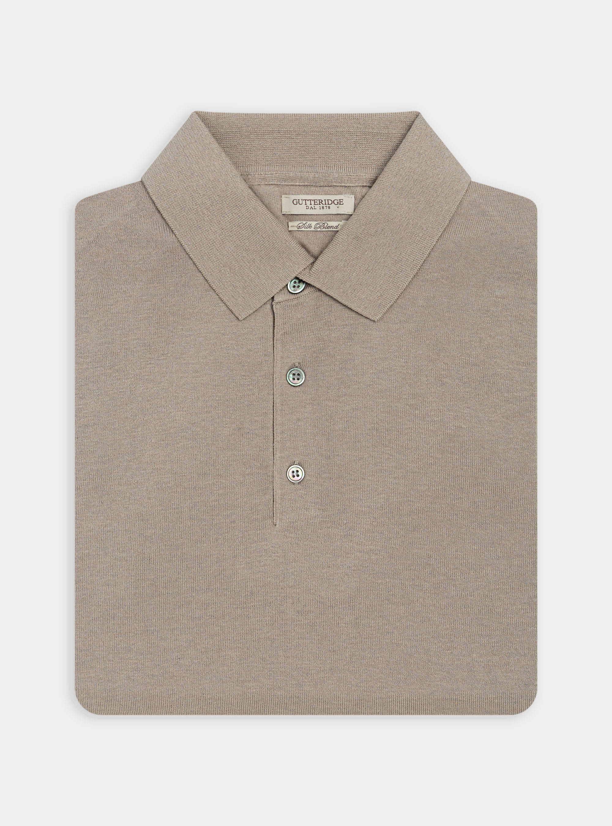 Silk cotton polo shirt, SAND