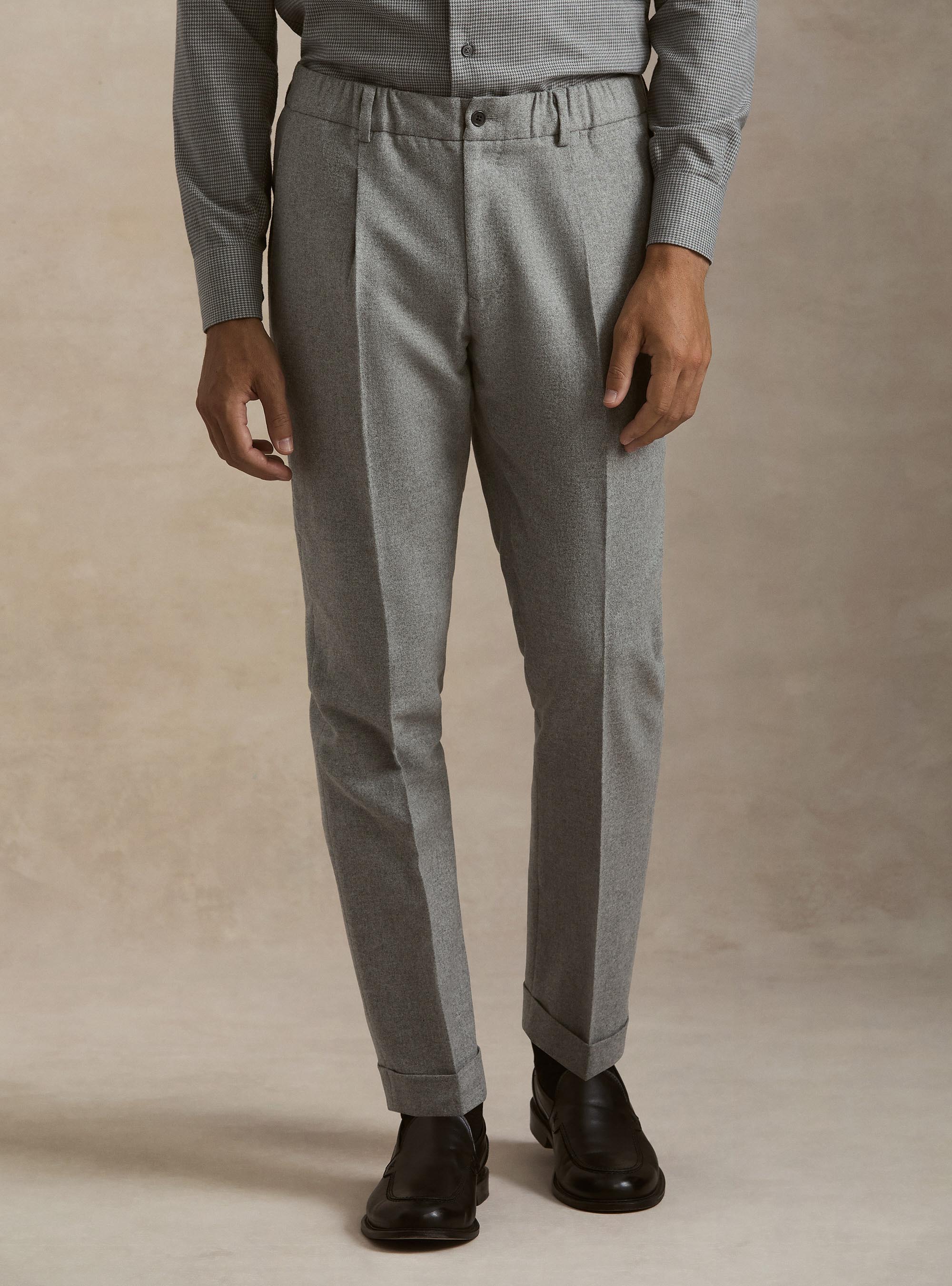 Pantaloni con coulisse in misto lana leggera, GRIGIO CHIARO
