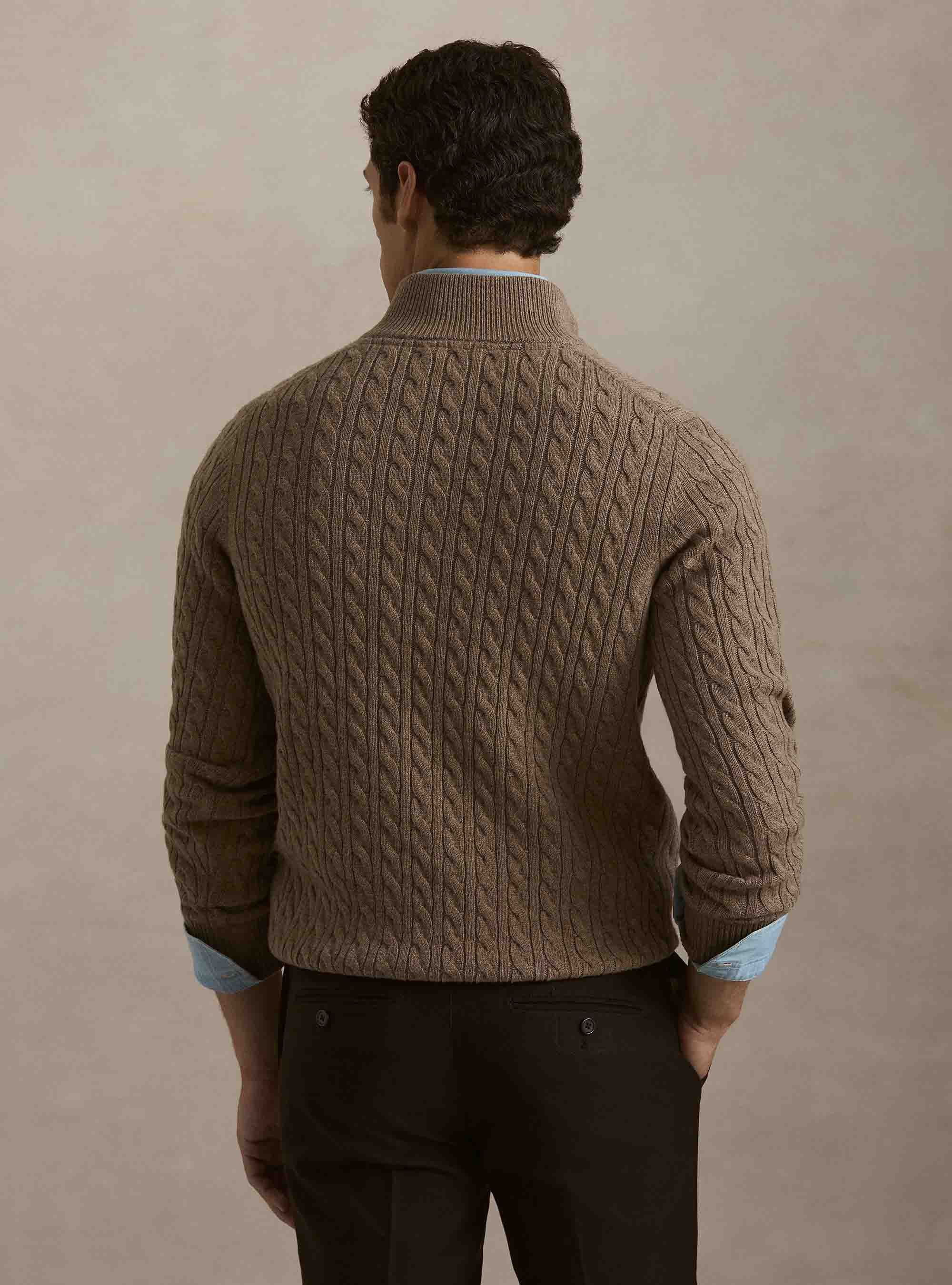 Zopfstrickpullover mit Mock-Neck aus Woll-Kaschmir-Mischung, FANGO 0569C