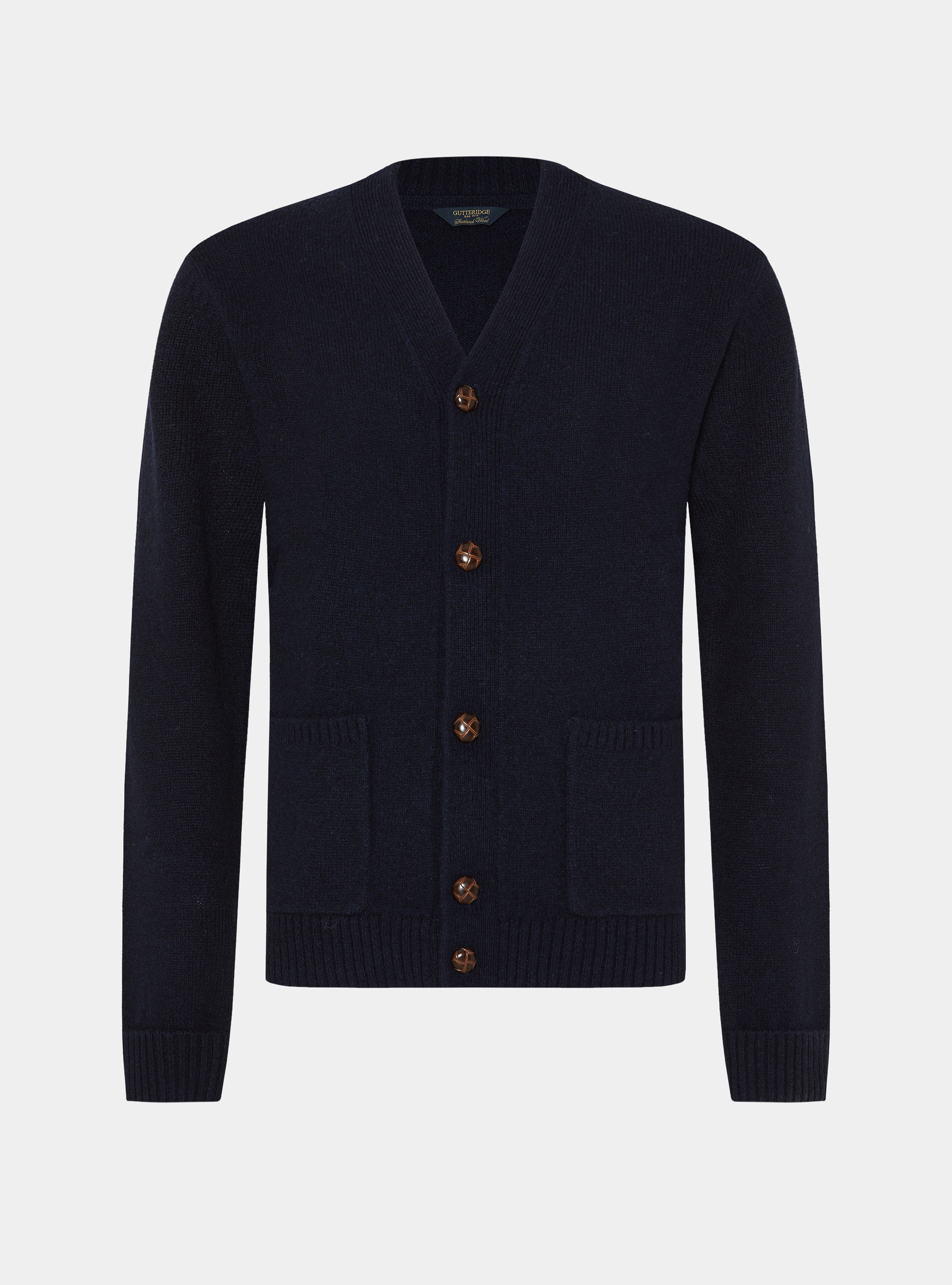 Cardigan in maglia di lana shetland, BLU NAVY