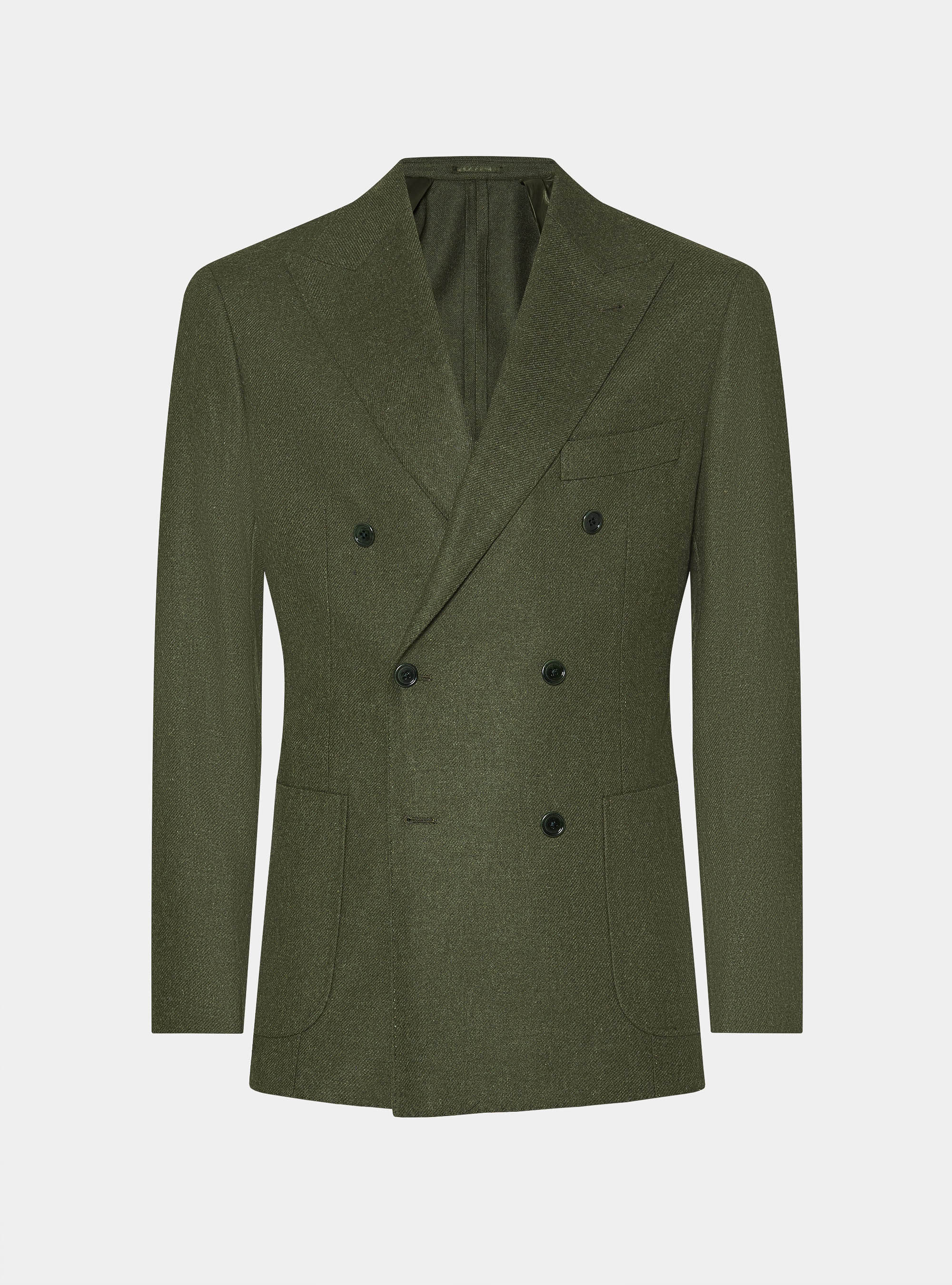 Double-breasted flannel blazer, GREEN