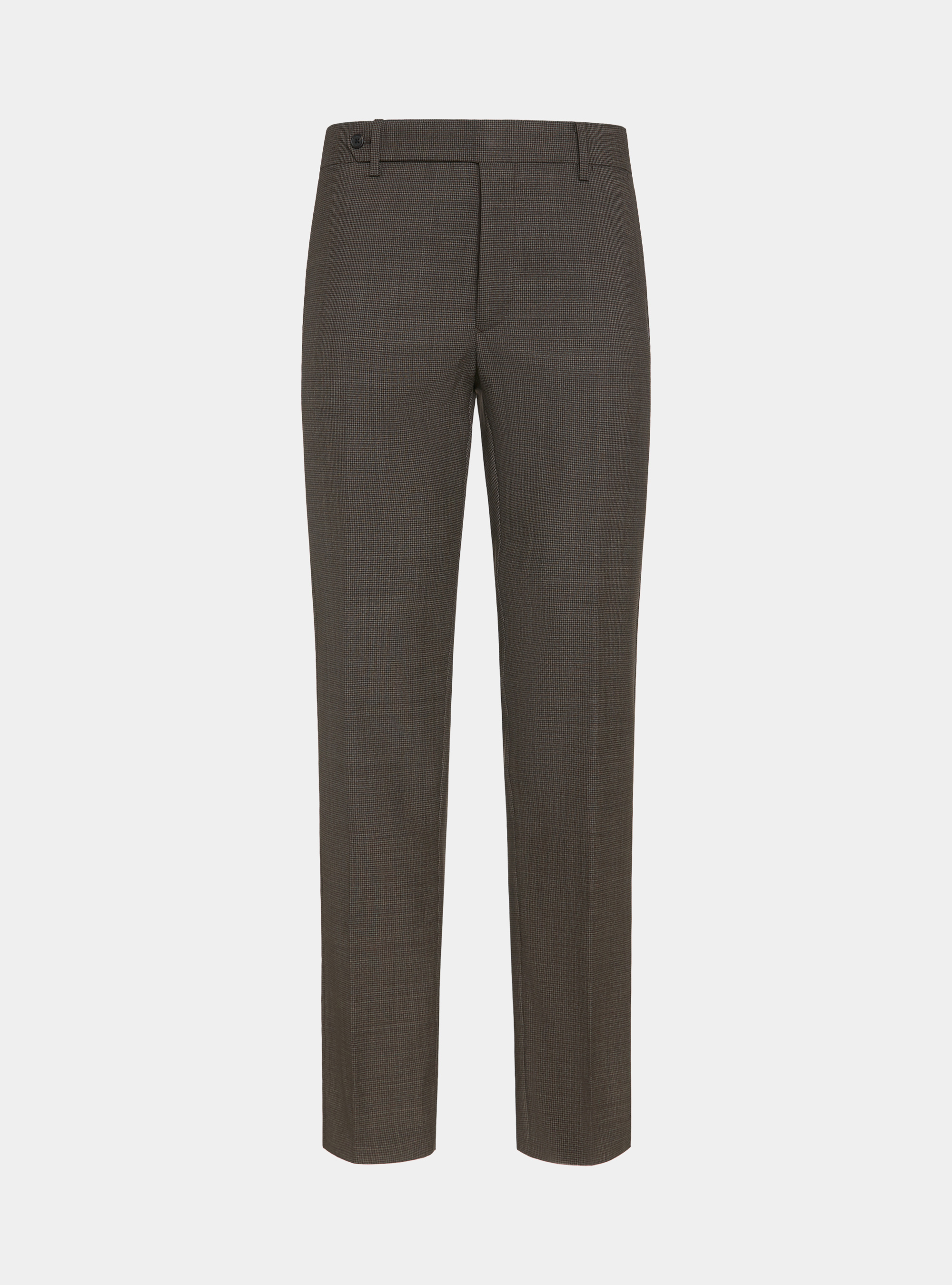 Pantaloni in pura lana pied de poule, MARRONE
