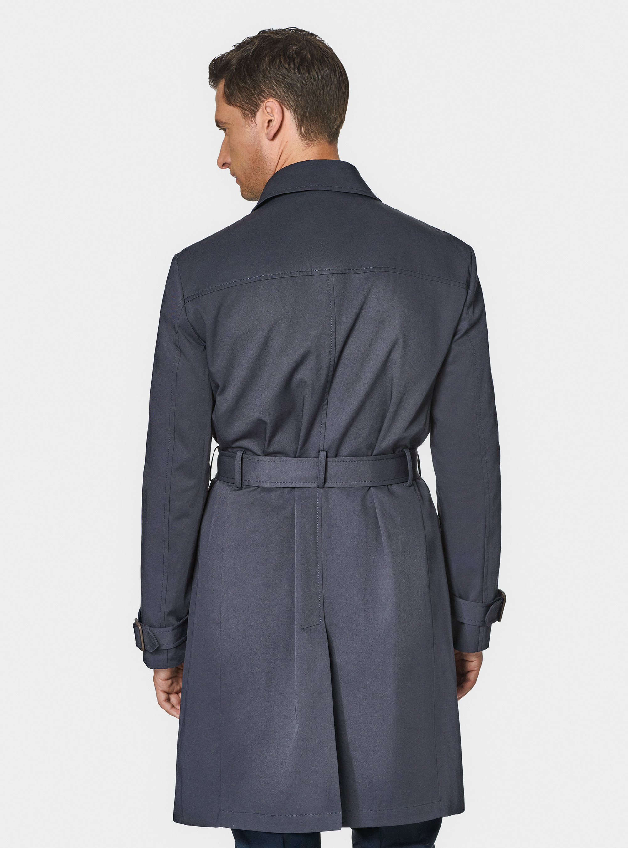 Trench in twill di cotone, BLU NAVY