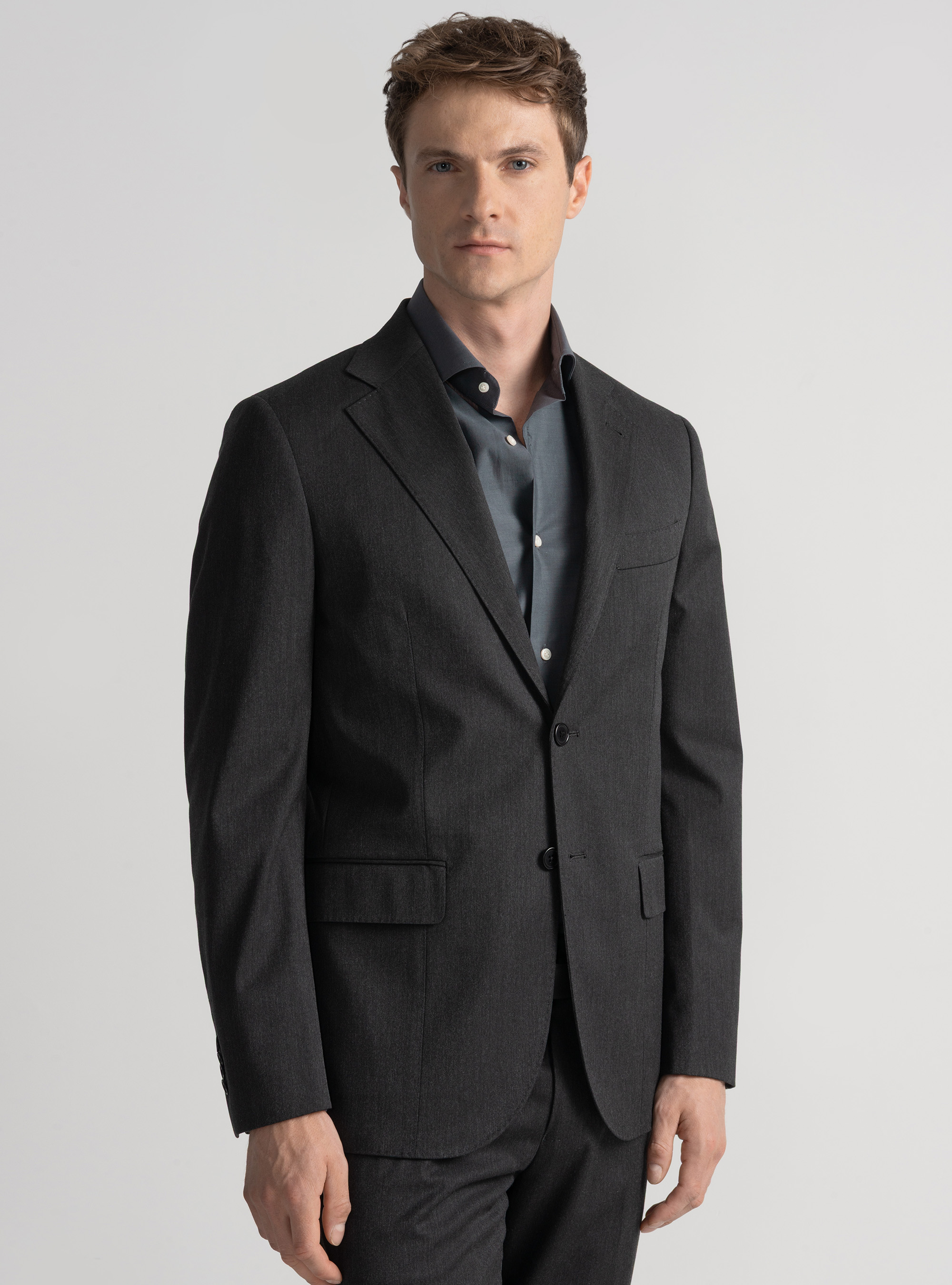 Slim fit suit blazer, ASPHALT GREY