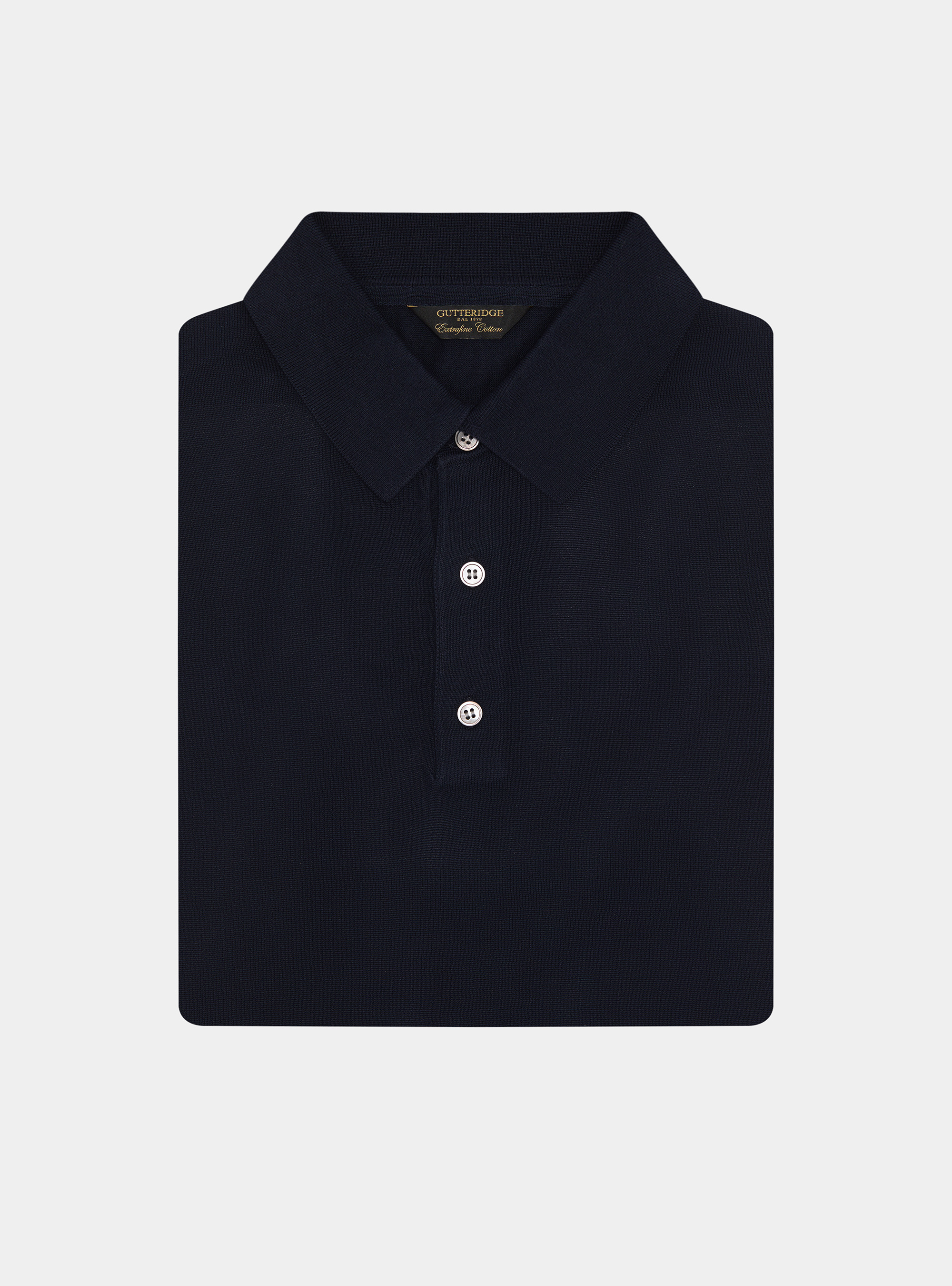 Extra-fine cotton knit polo shirt, NAVY BLUE