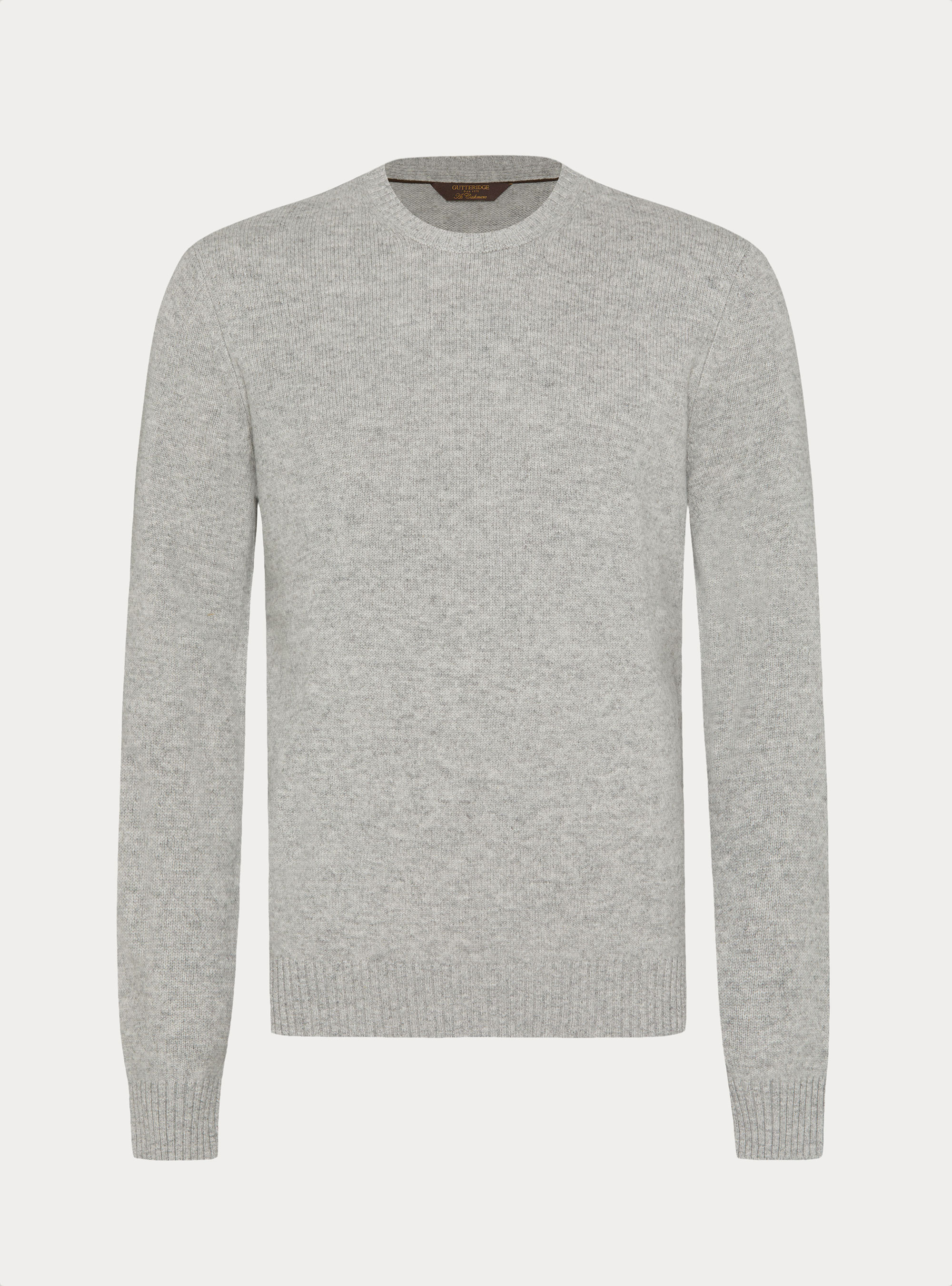 Crew-neck sweater in a wool and cashmere blend, LIGHT GREY MELANGE