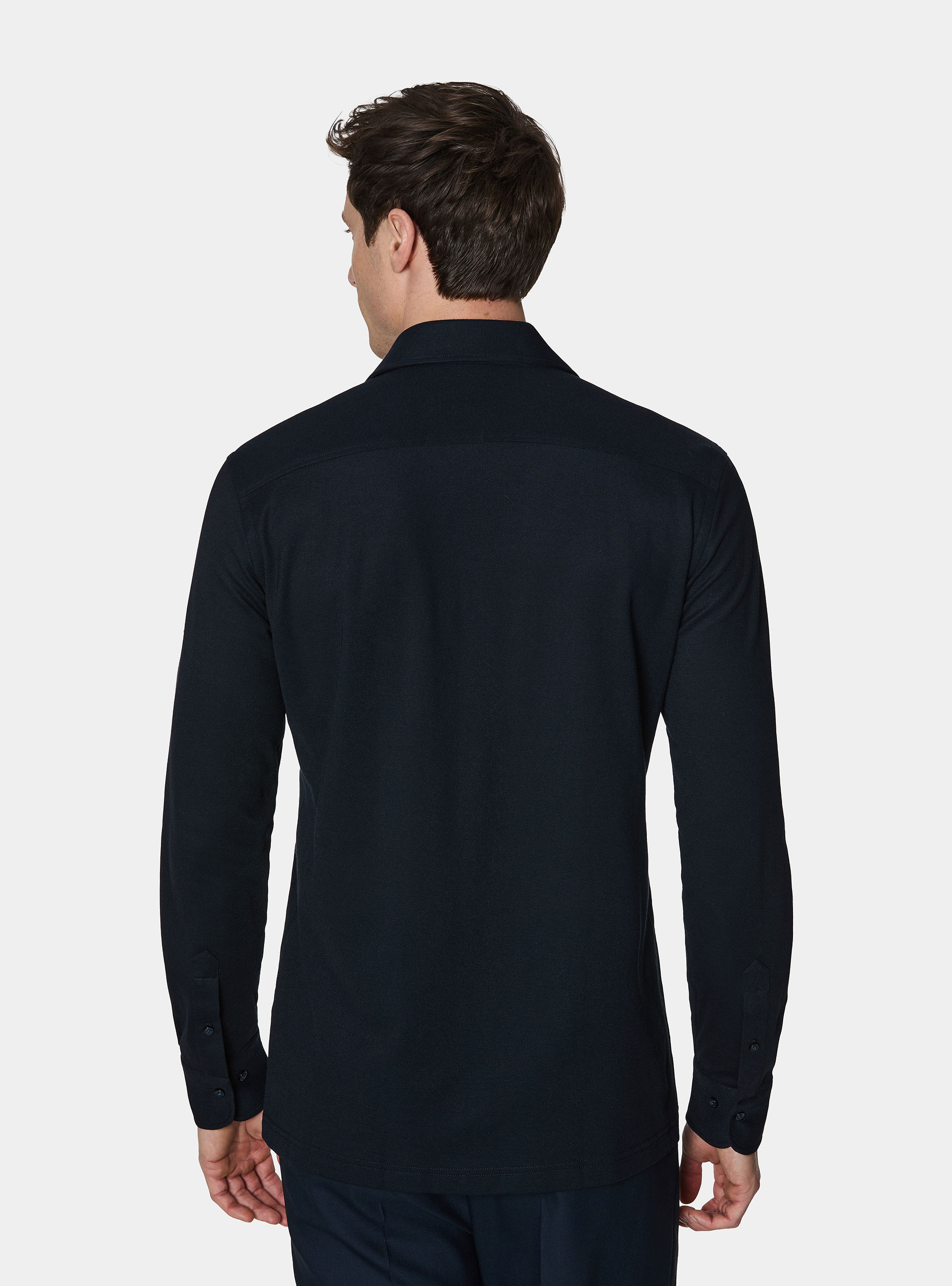GT01 pique cotton blend polo shirt, NAVY BLUE