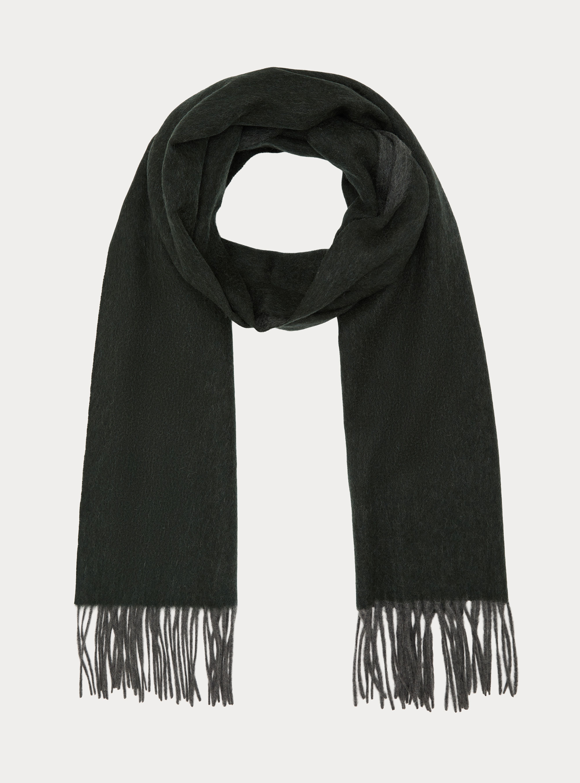 Sciarpa double face con ricamo in lana cashmere, VERDE