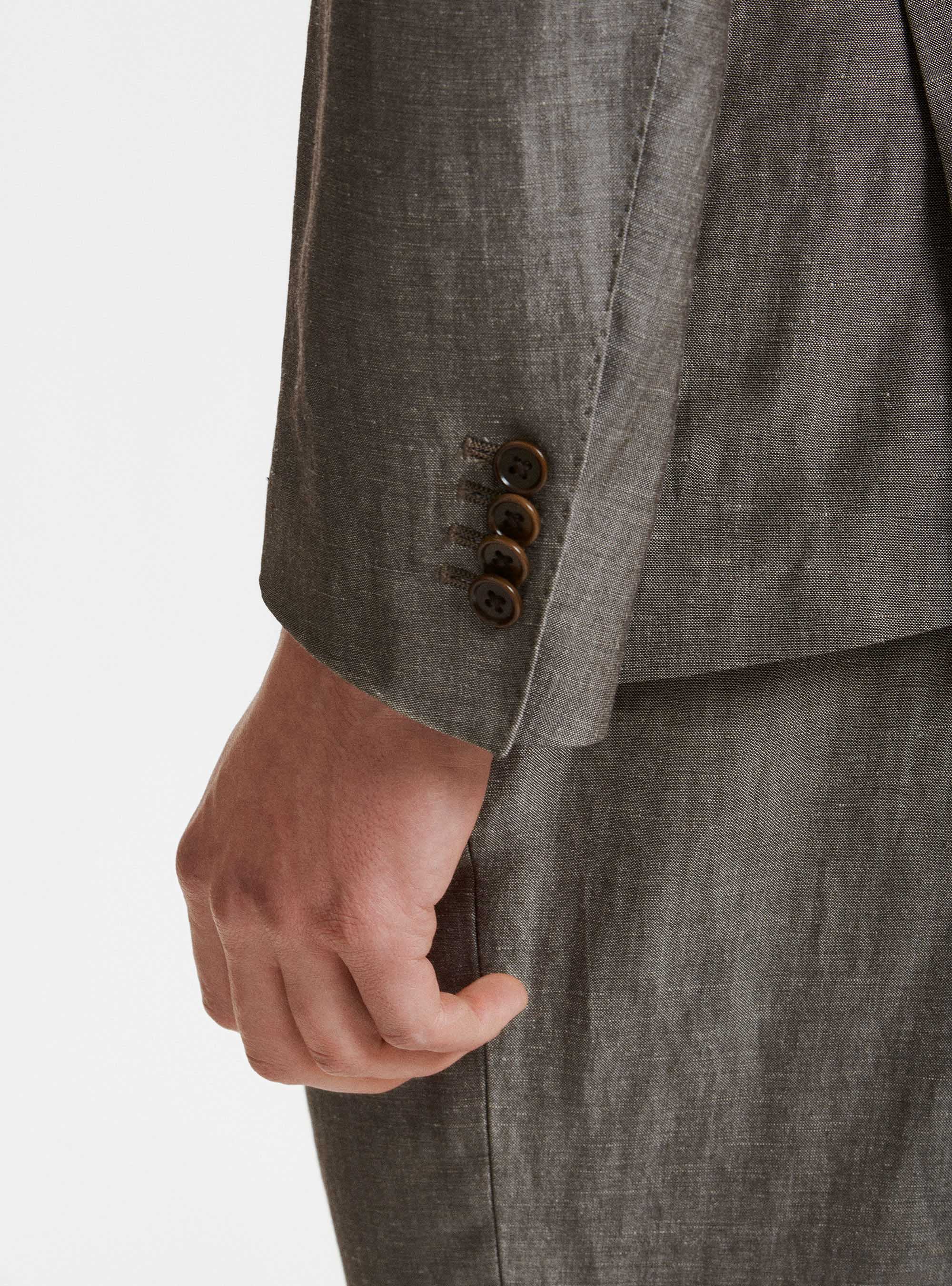 Zignone linen and wool double-breasted suit blazer, MUD