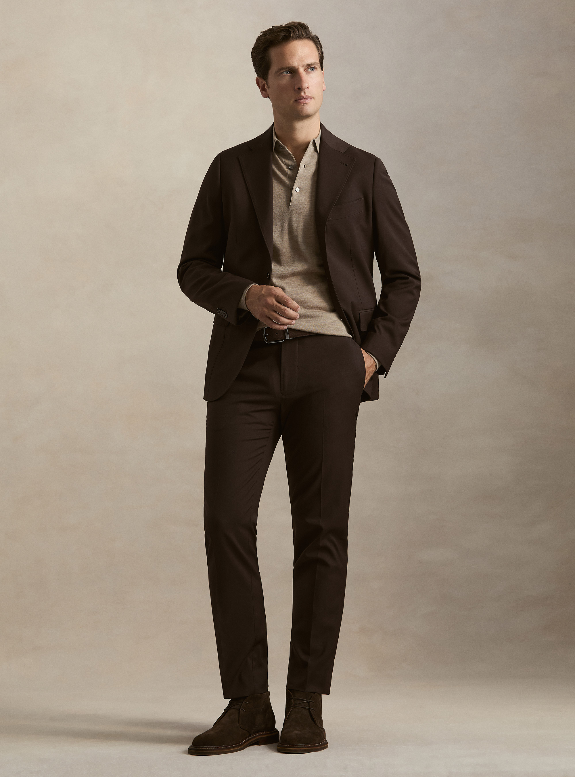 Slim fit classic suit trousers, BROWN