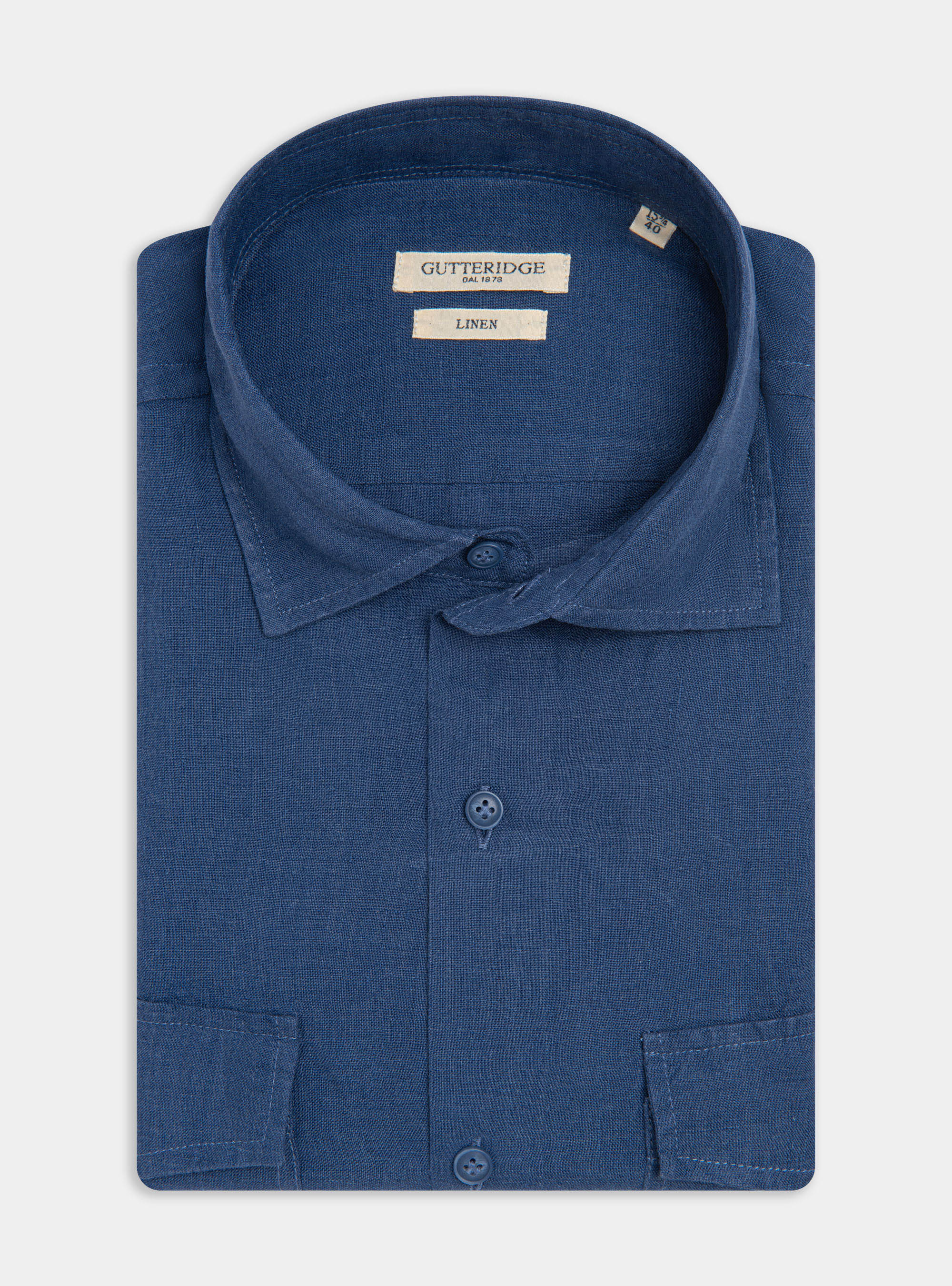 Camicia in puro lino con tasconi, 0243C DENIM