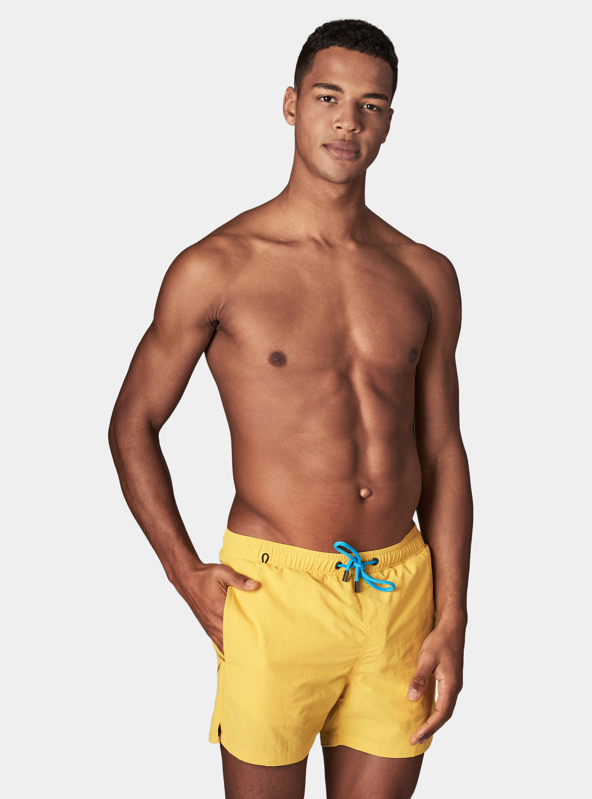 Einfarbige Basic-Badeshorts, GIALLO 0782C