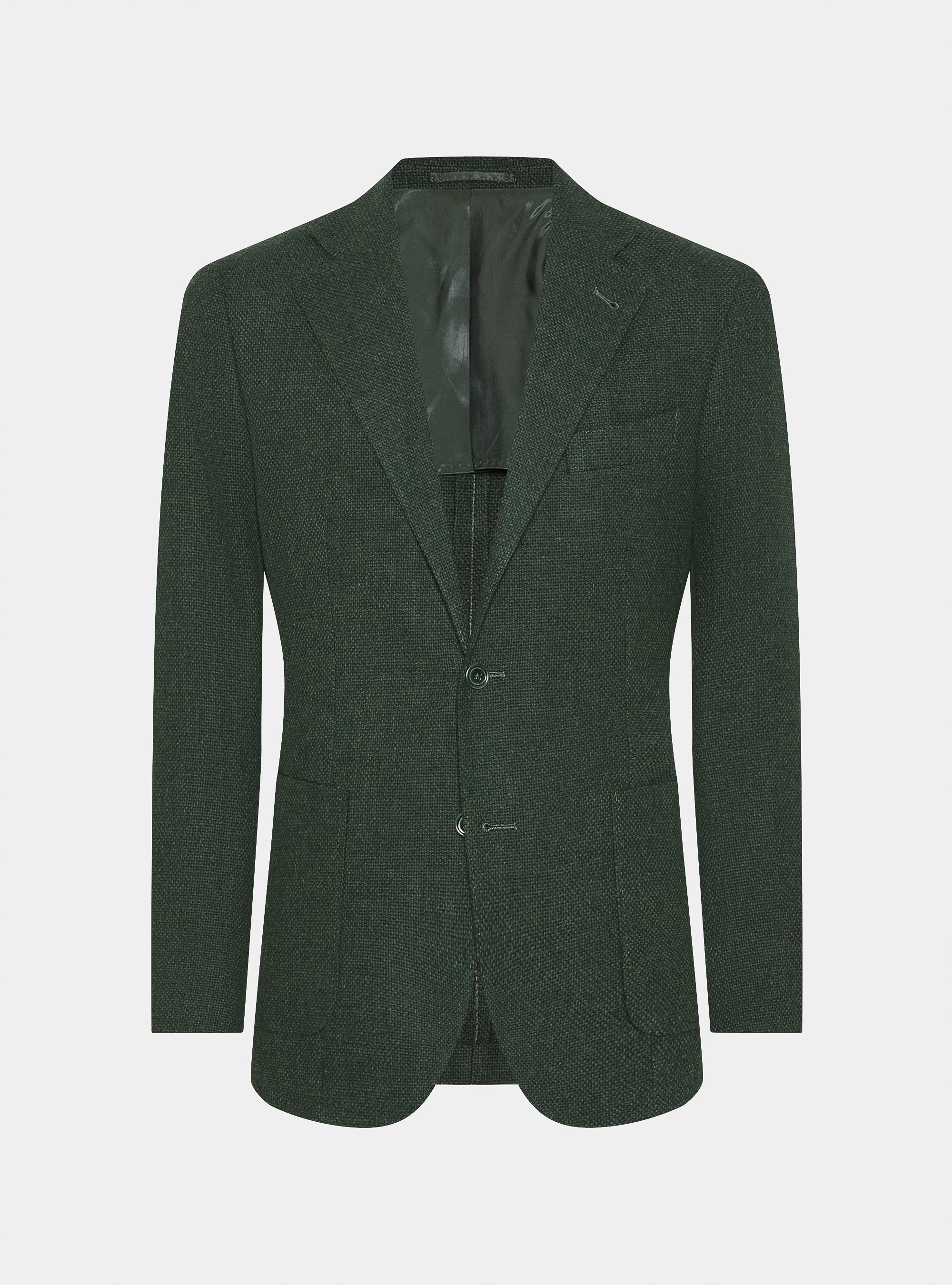 Giacca hopsack in lana cotone e cashmere, VERDE