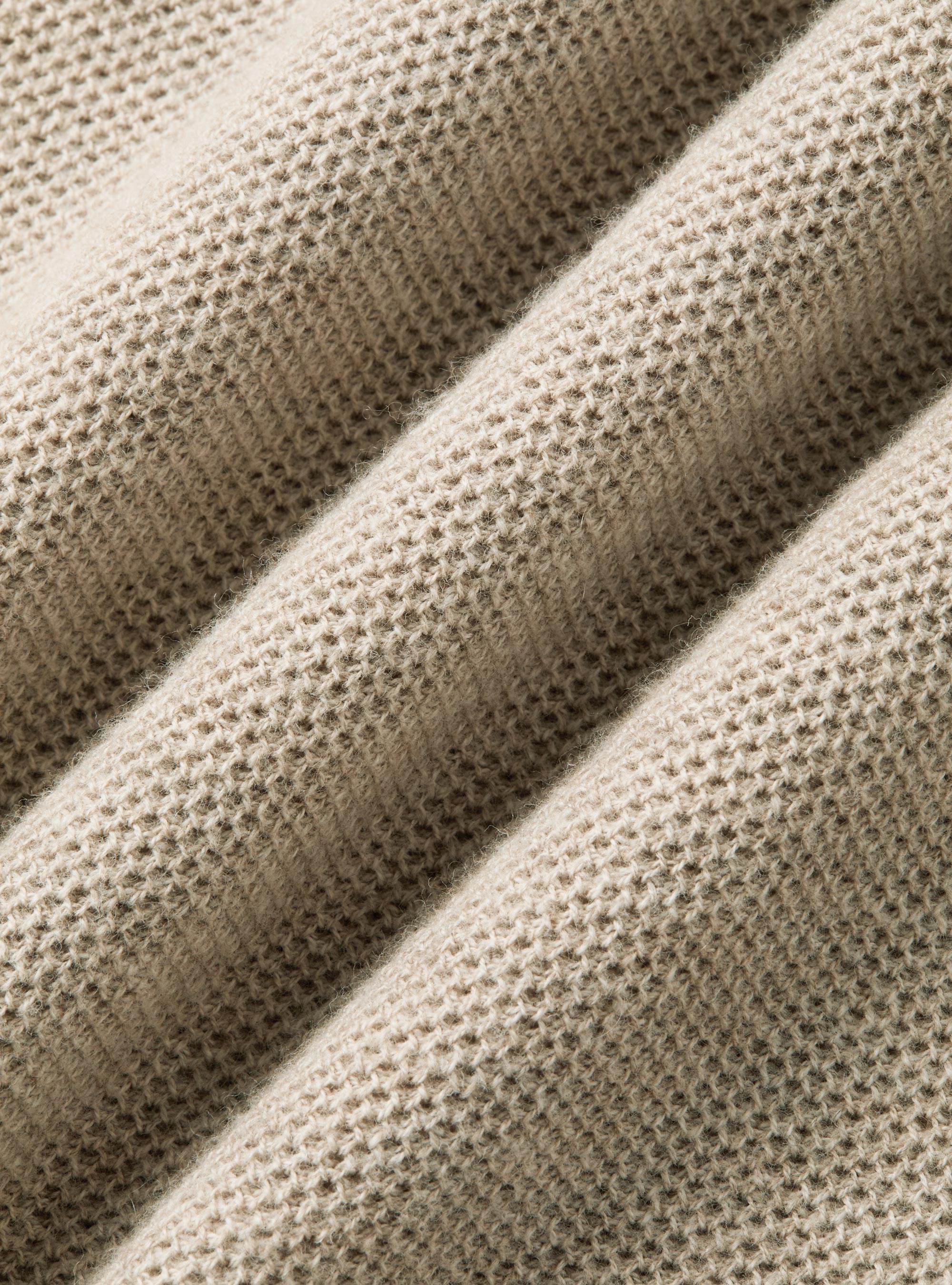 Waffelstrick-Rollkragenpullover, ECRU 0560C
