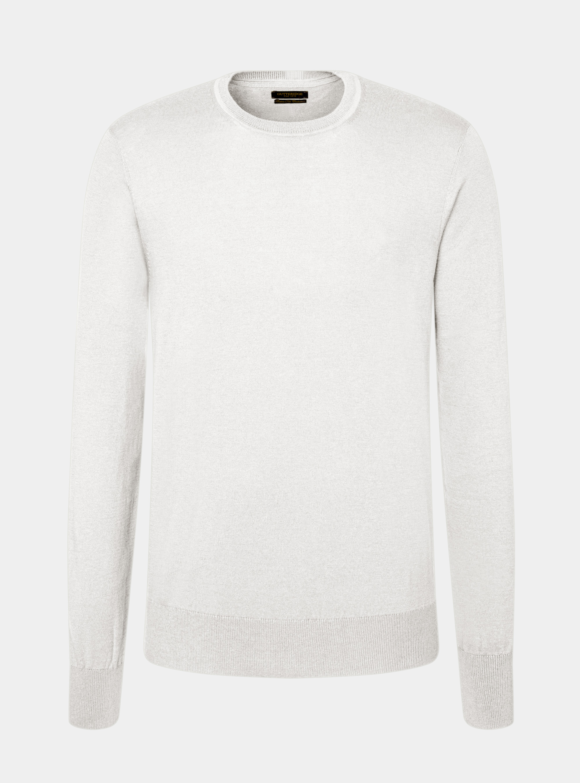 Pullover mit Rundhalsausschnitt aus Seide und Baumwolle, BIANCO 0099C