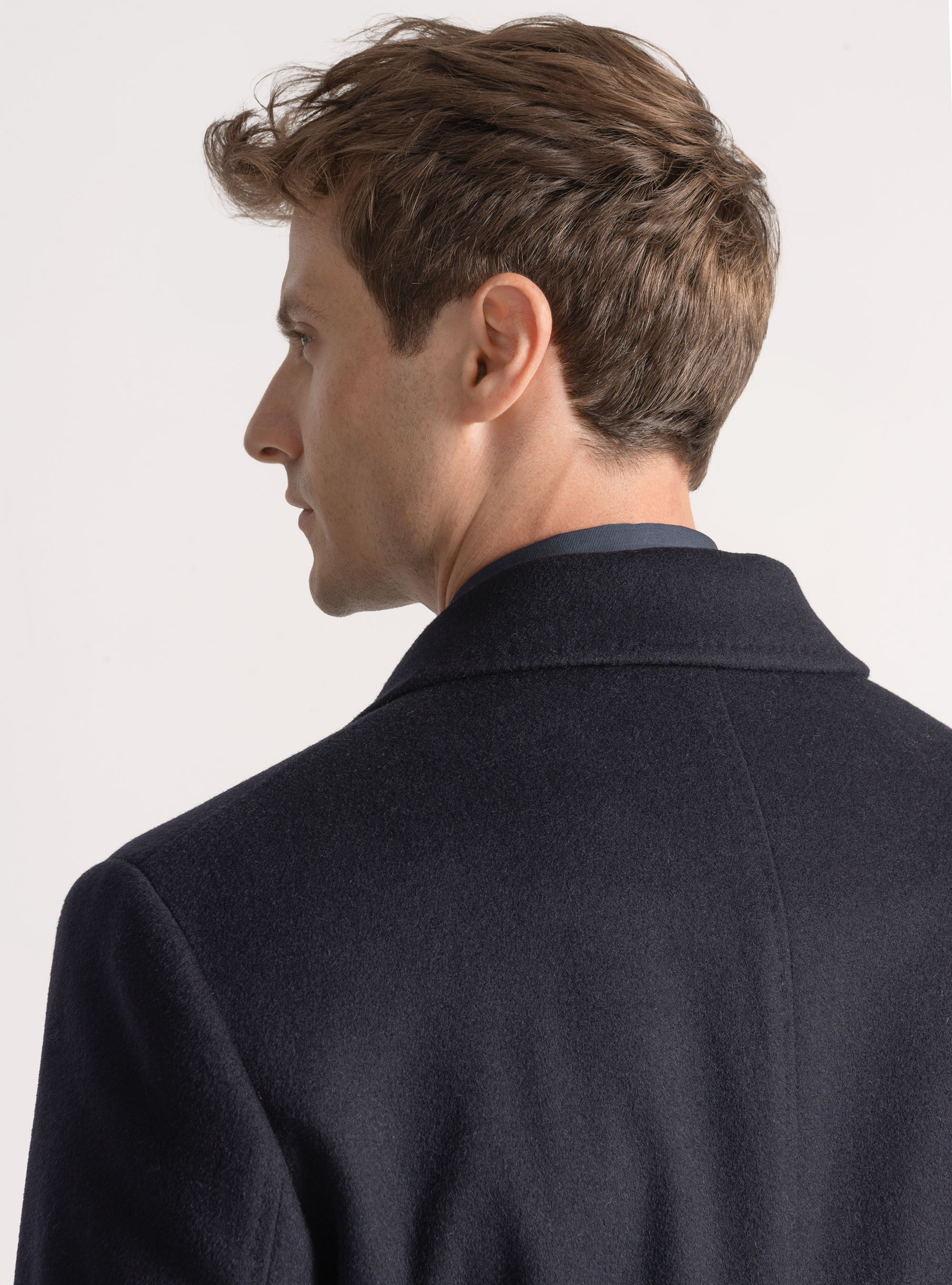 Wool and cashmere double-breasted coat, NAVY BLUE