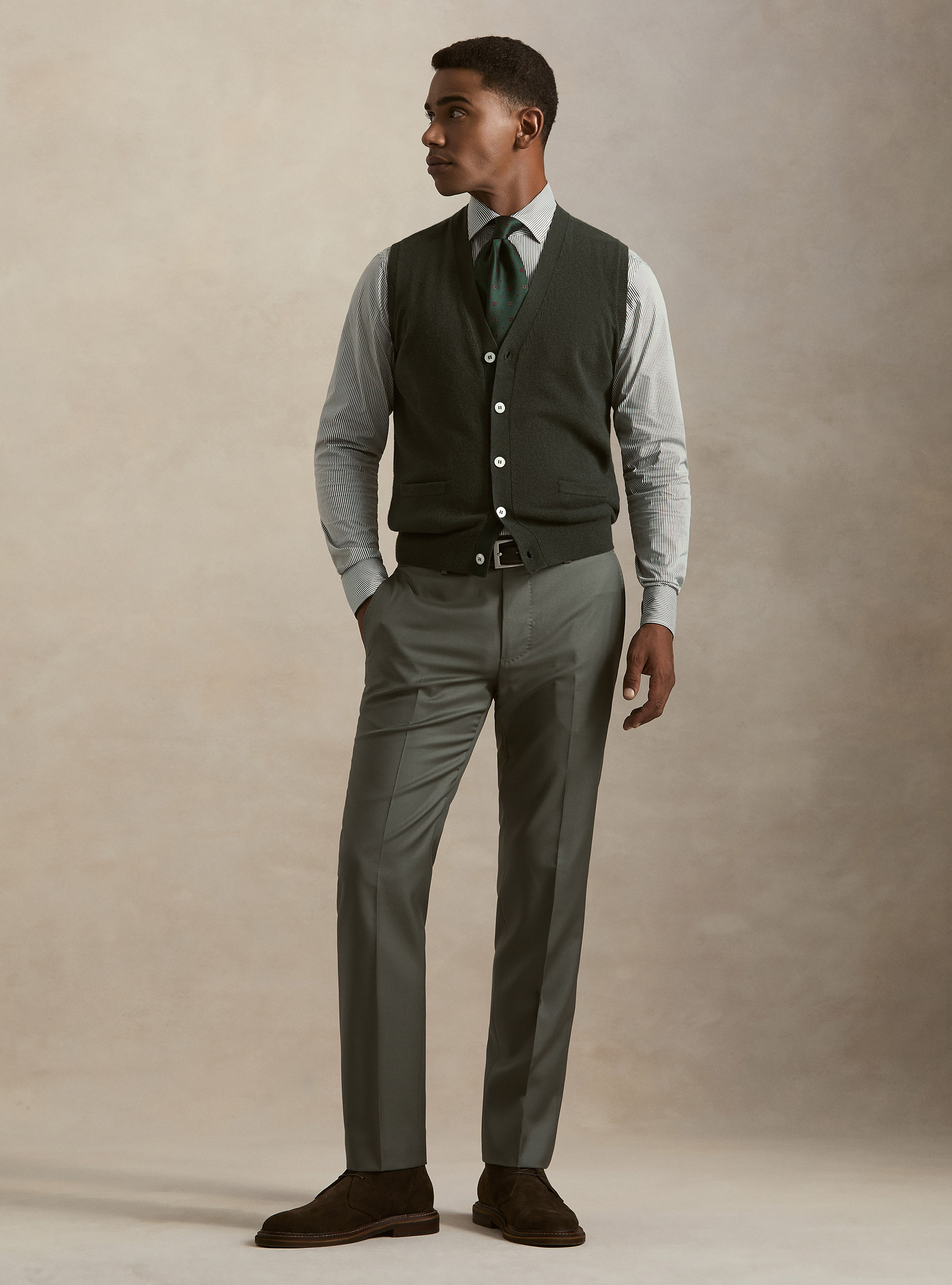 Lambswool and cashmere knit vest, MILITARE 0609C