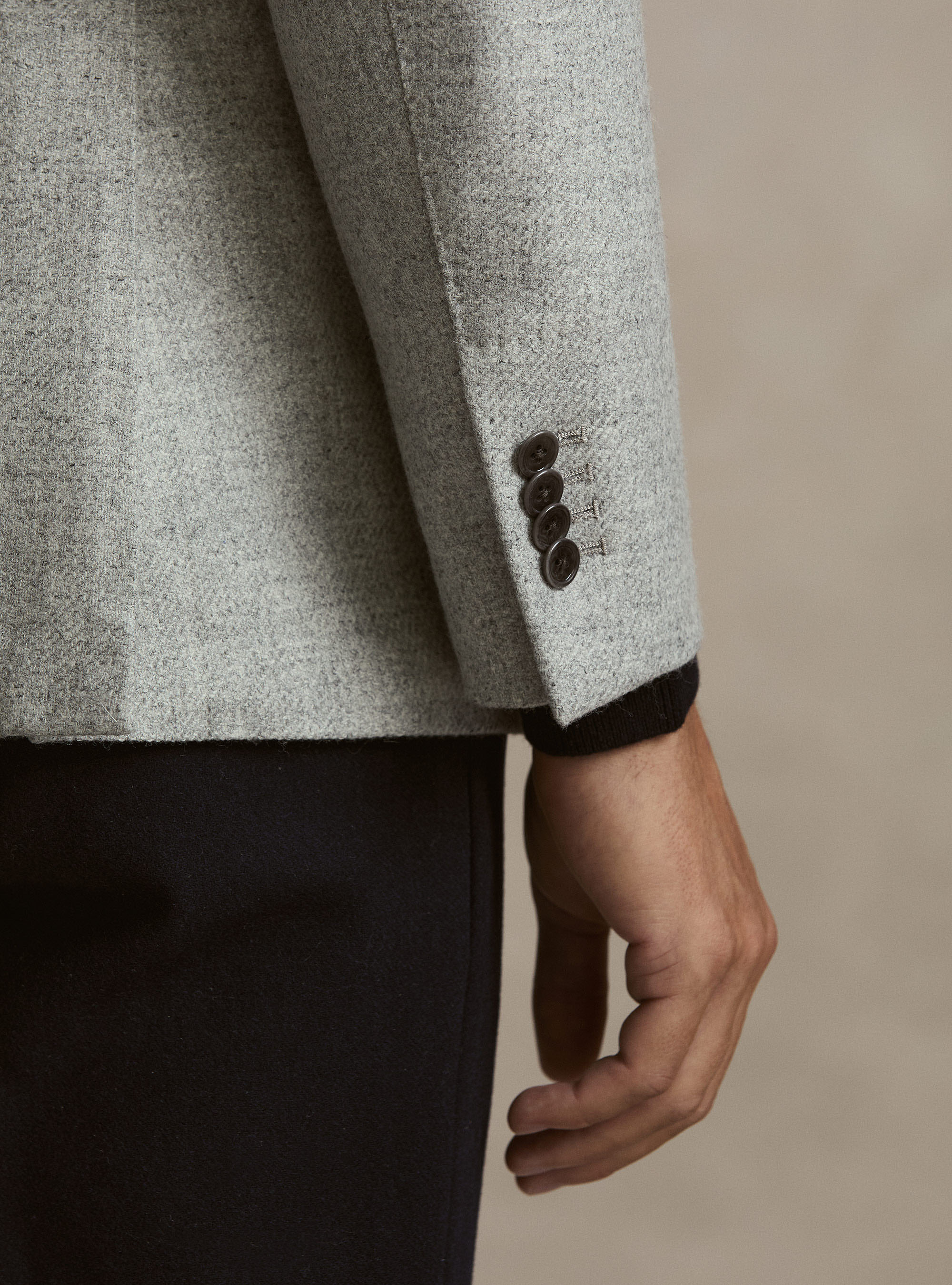 Wool and Cashmere Blazer Lanificio di Pray, LIGHT GREY MELANGE