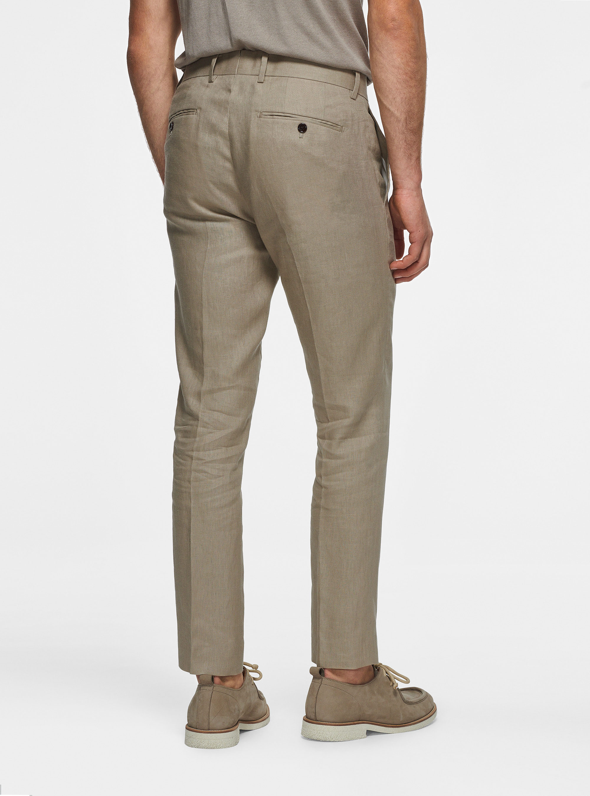 Pantaloni in puro lino, FANGO