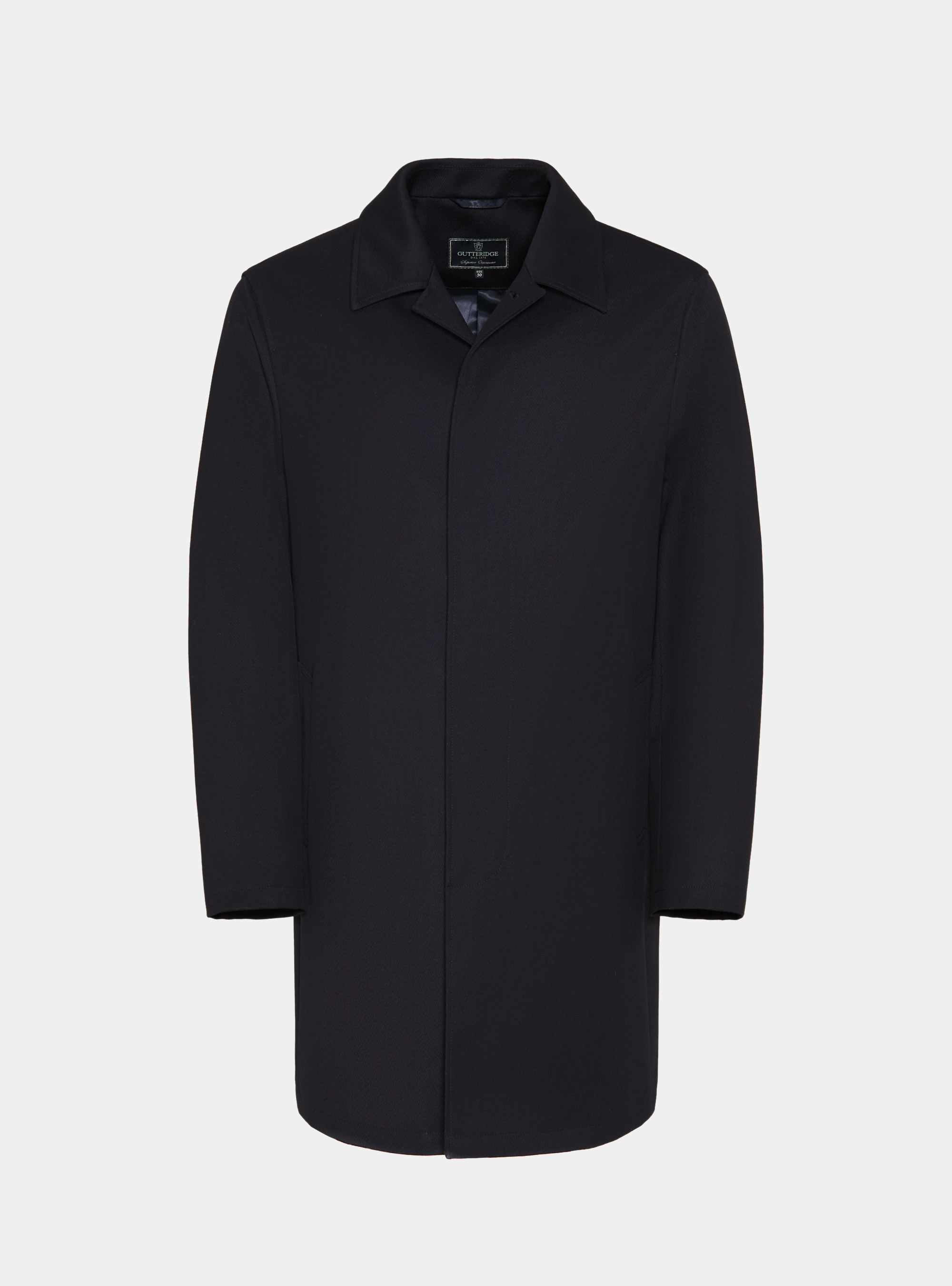 Wool-blend twill overcoat, NAVY BLUE