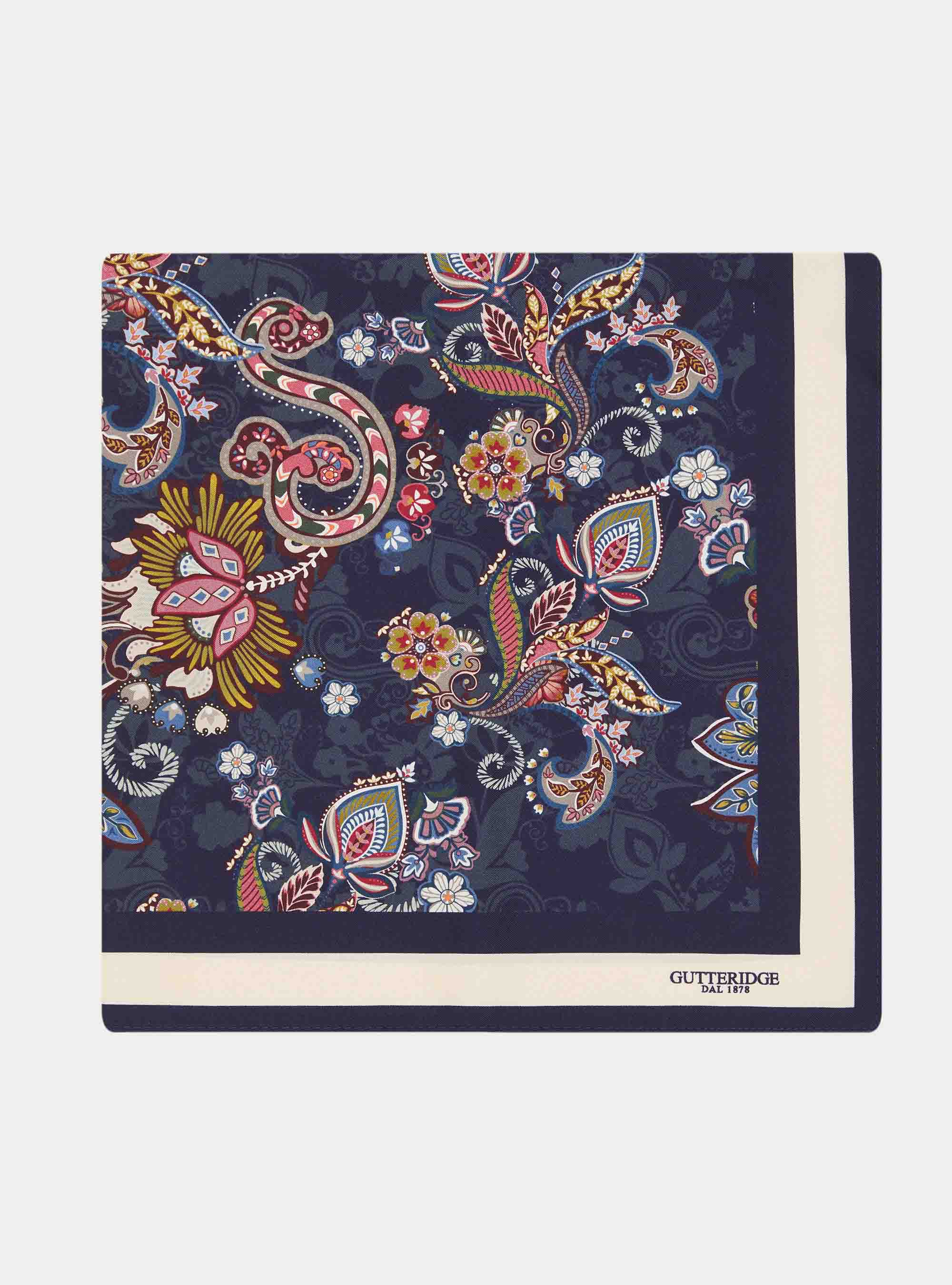 Seidentuch mit Blumenmuster, NAVY 0218C