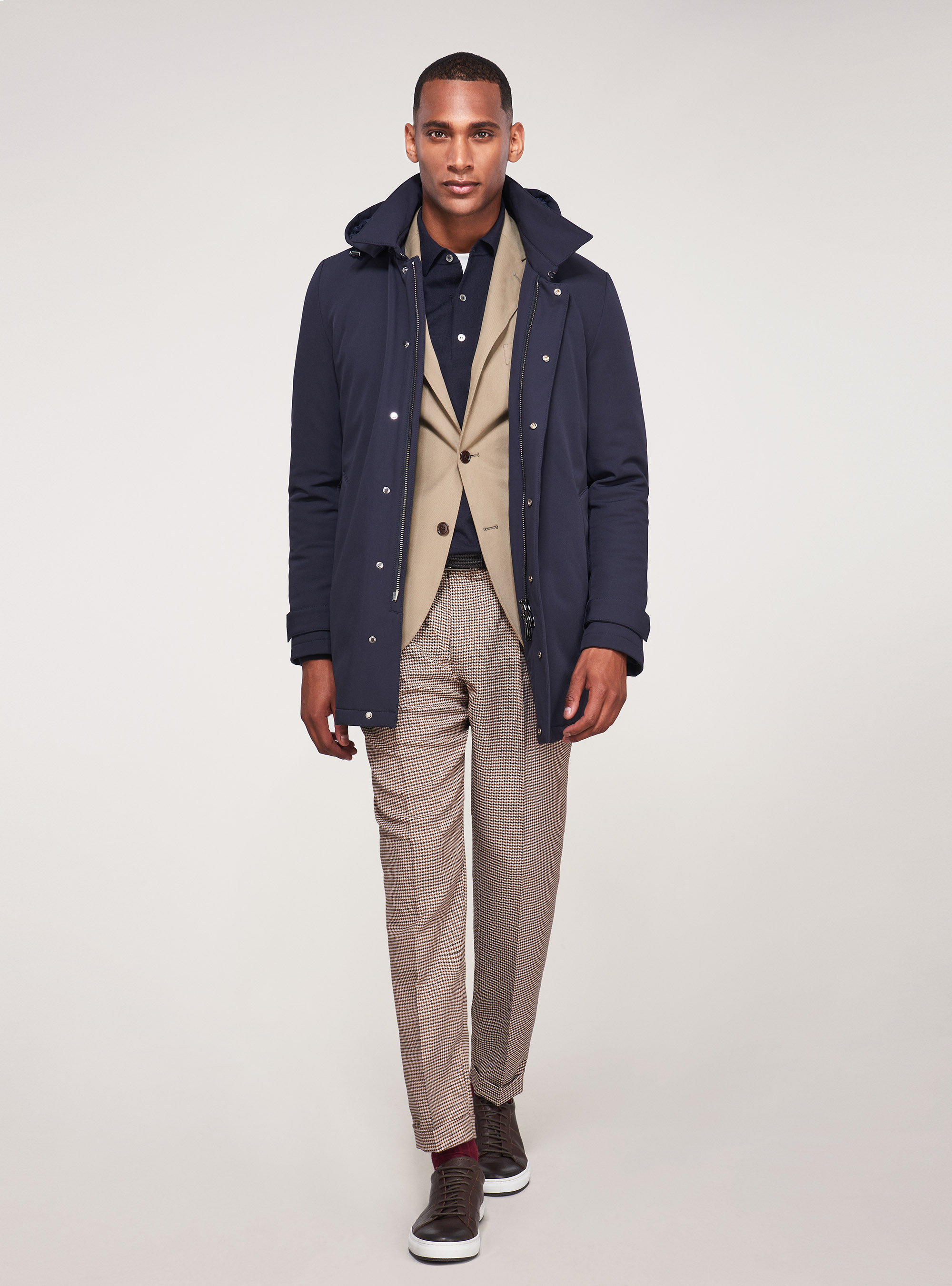 Waterproof and windproof technical fabric jacket, NAVY BLUE