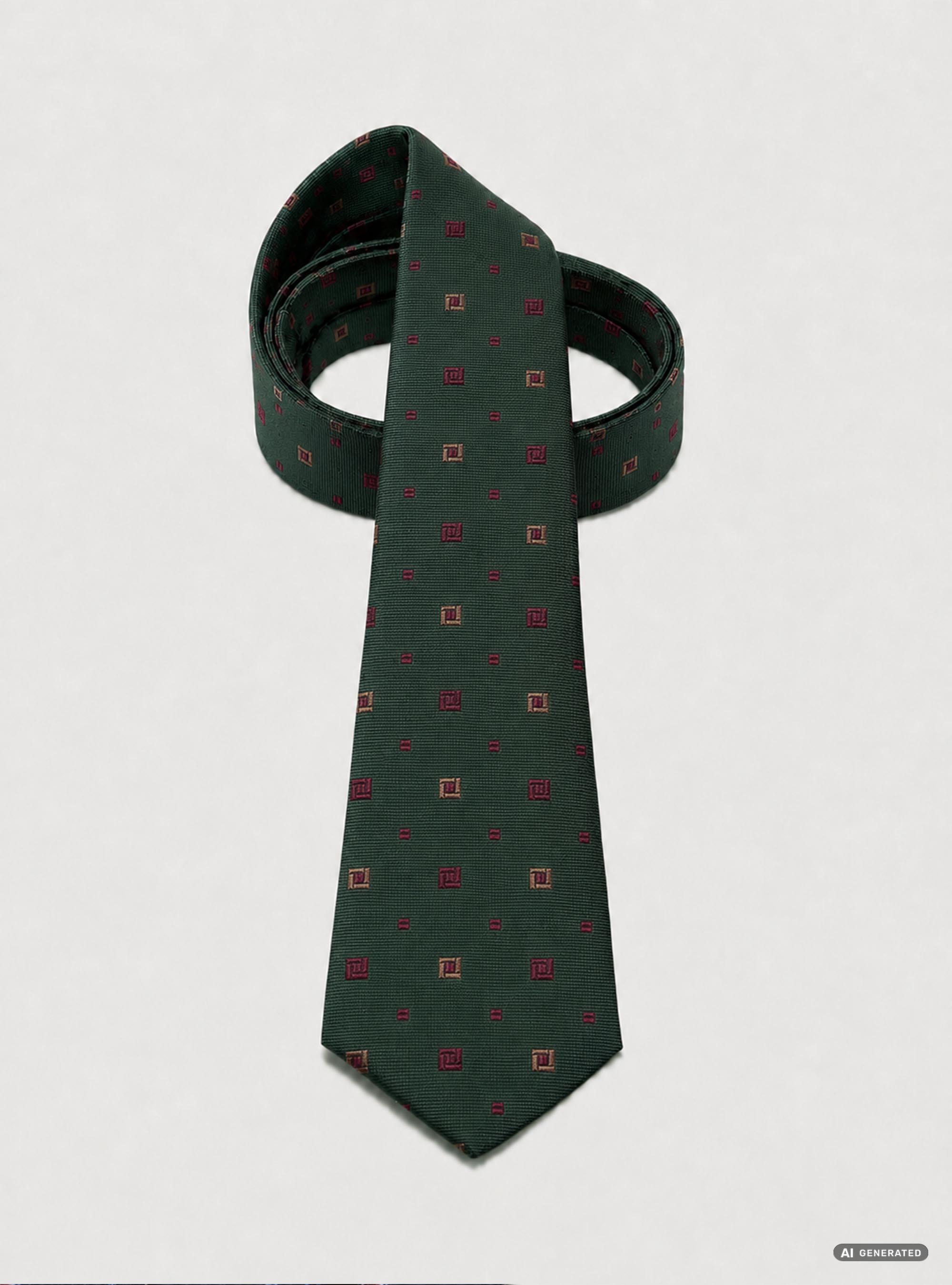 Jacquard silk tie with micro pattern, GREEN