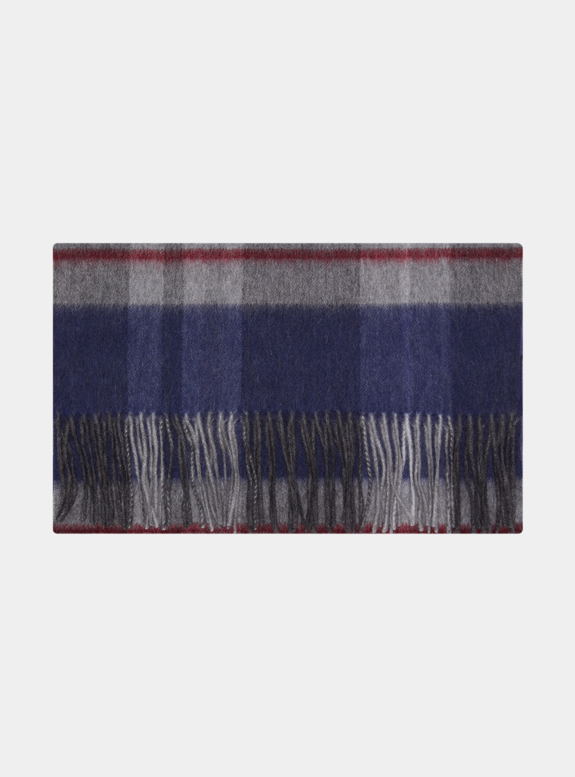 Wool and cashmere checked scarf, NAVY BLUE