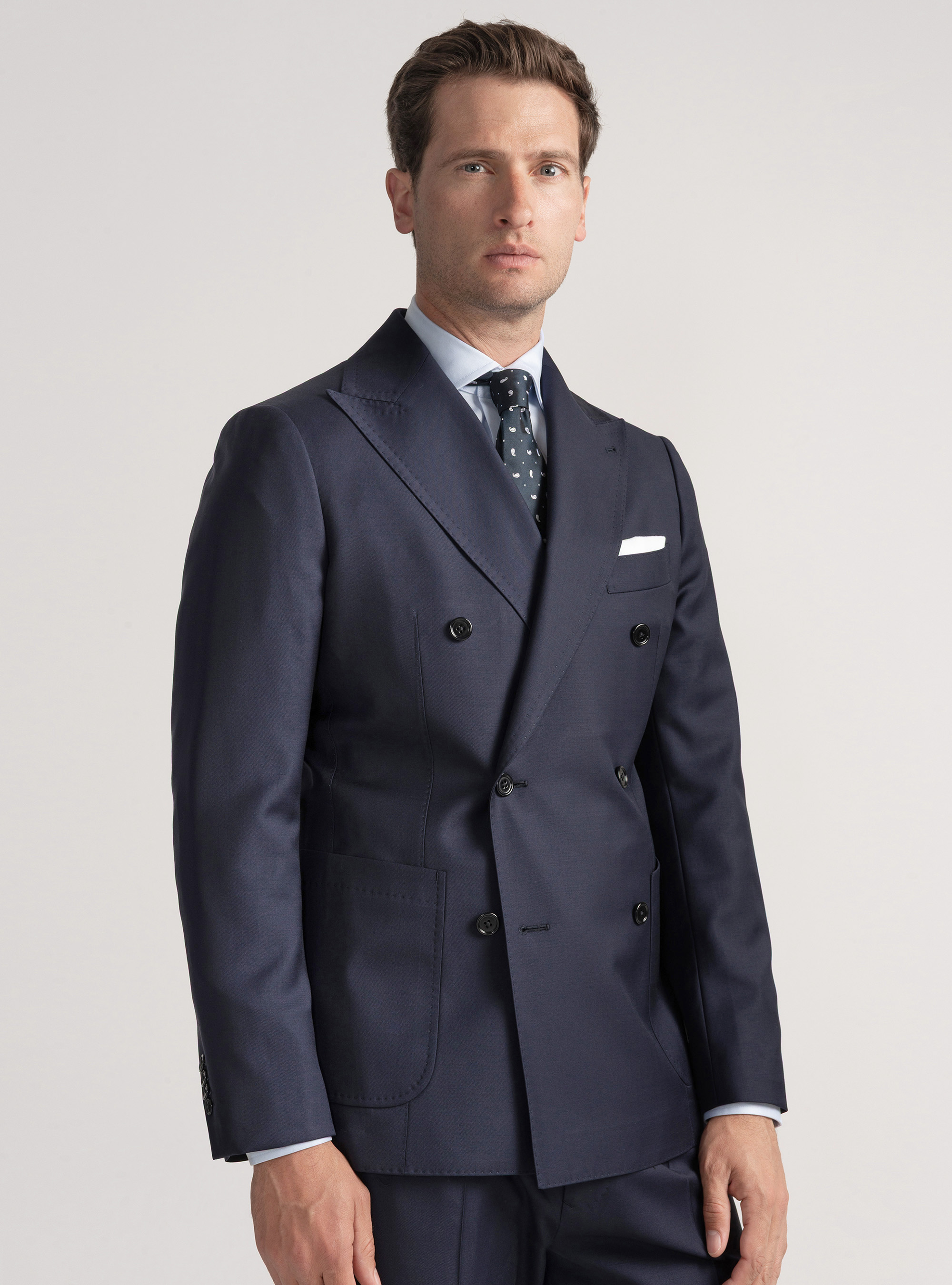 Vitale Barberis Canonico double-breasted wool blazer, NAVY BLUE
