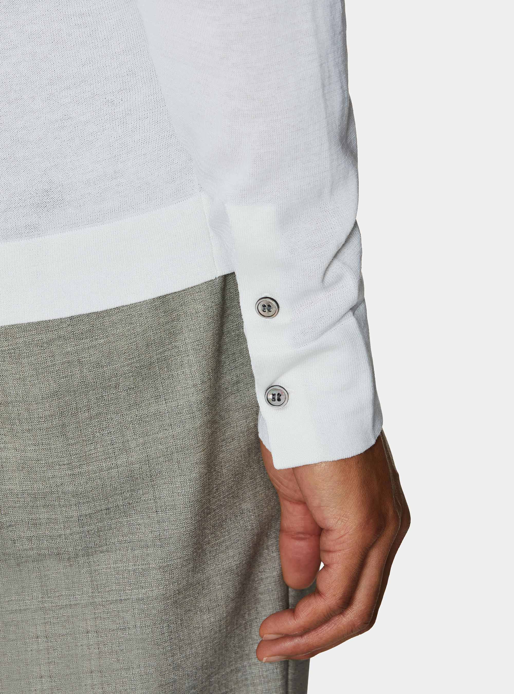 Cotton and silk polo shirt, WHITE