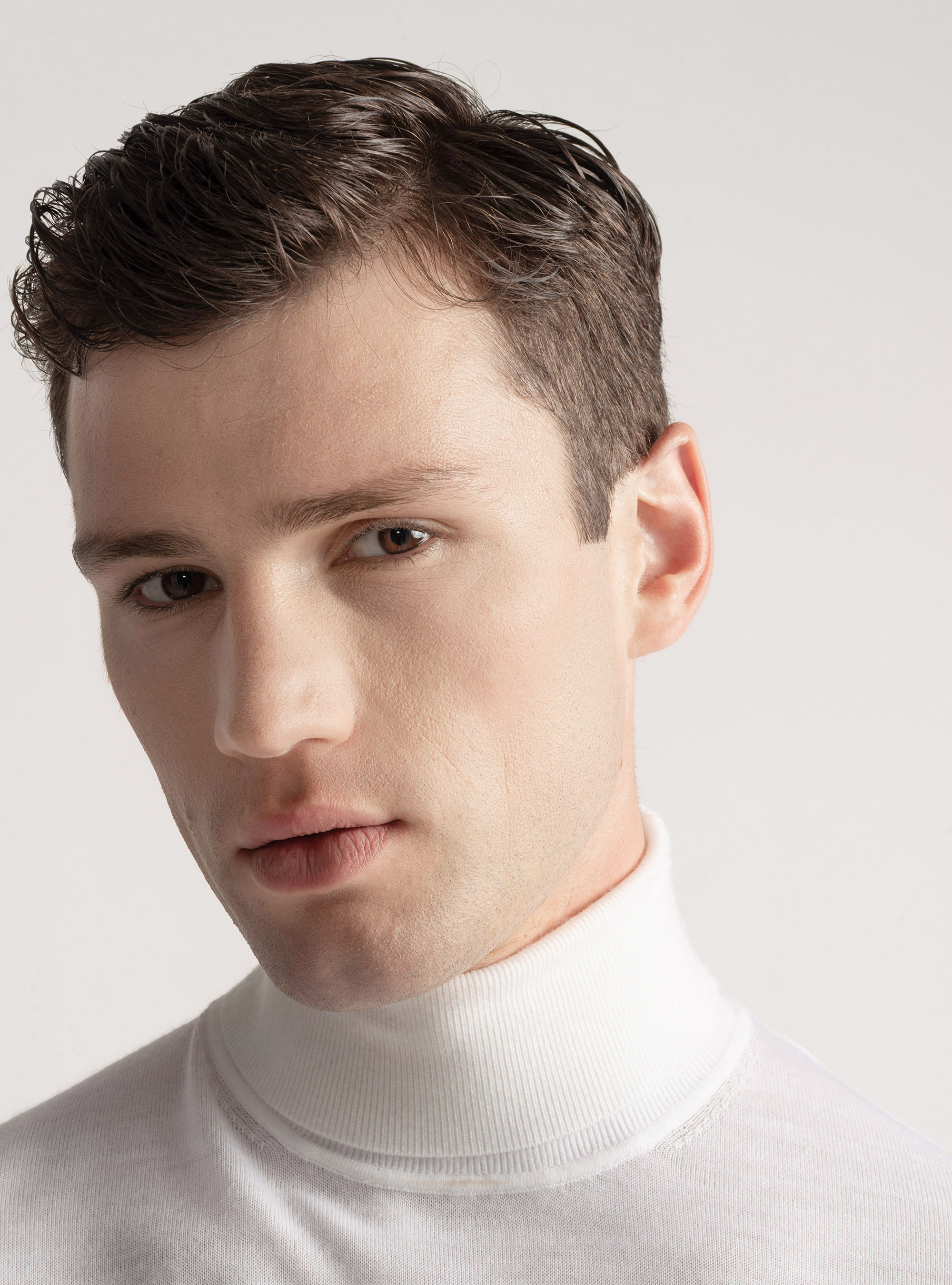 Turtleneck in pure extra-fine merino wool, WHITE