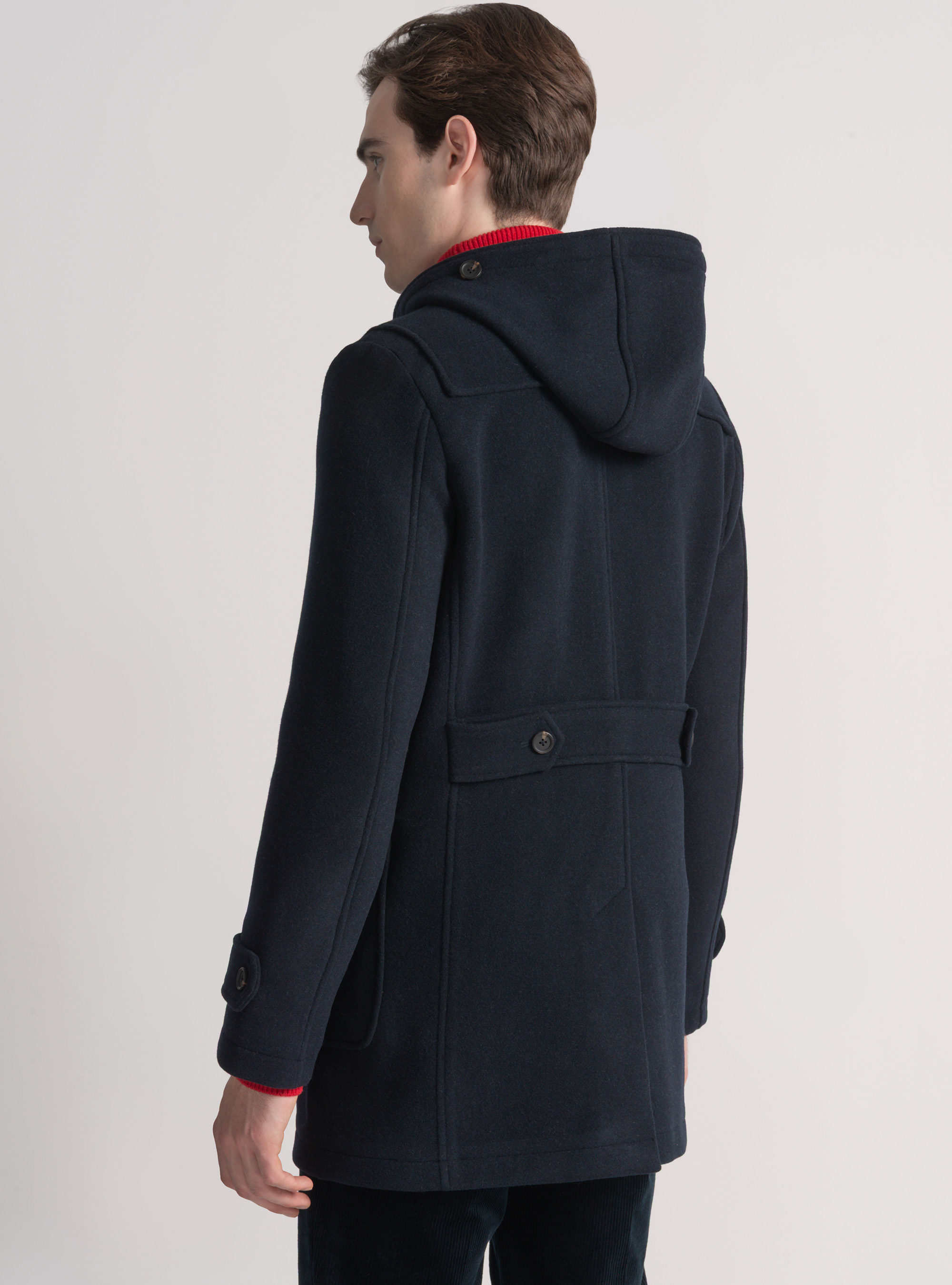 Dufflemantel aus Wollgemisch mit gemusterter Innenseite, NAVY 0218C