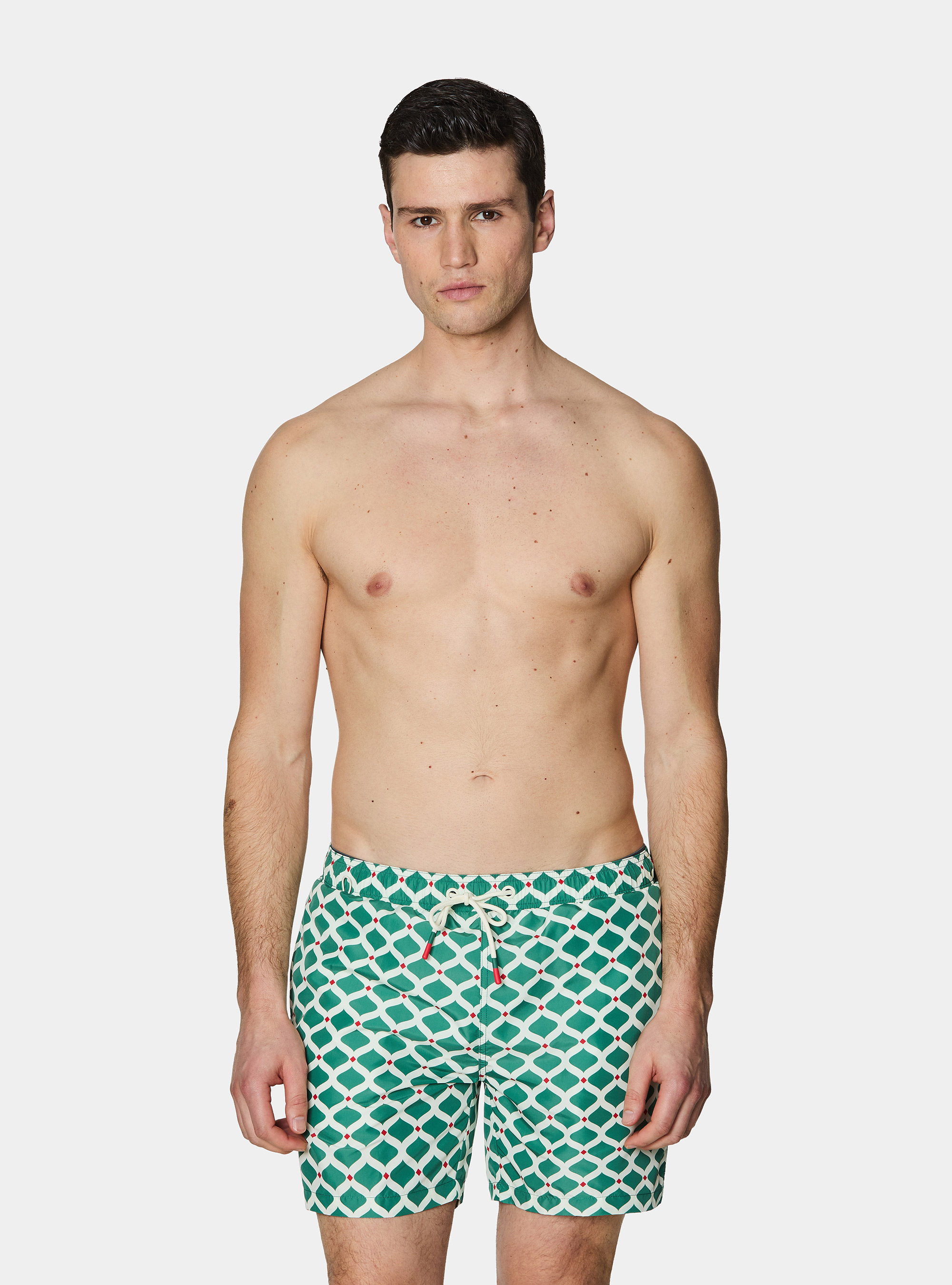 Ba&ntilde;ador con estampado geom&eacute;trico, VERDE