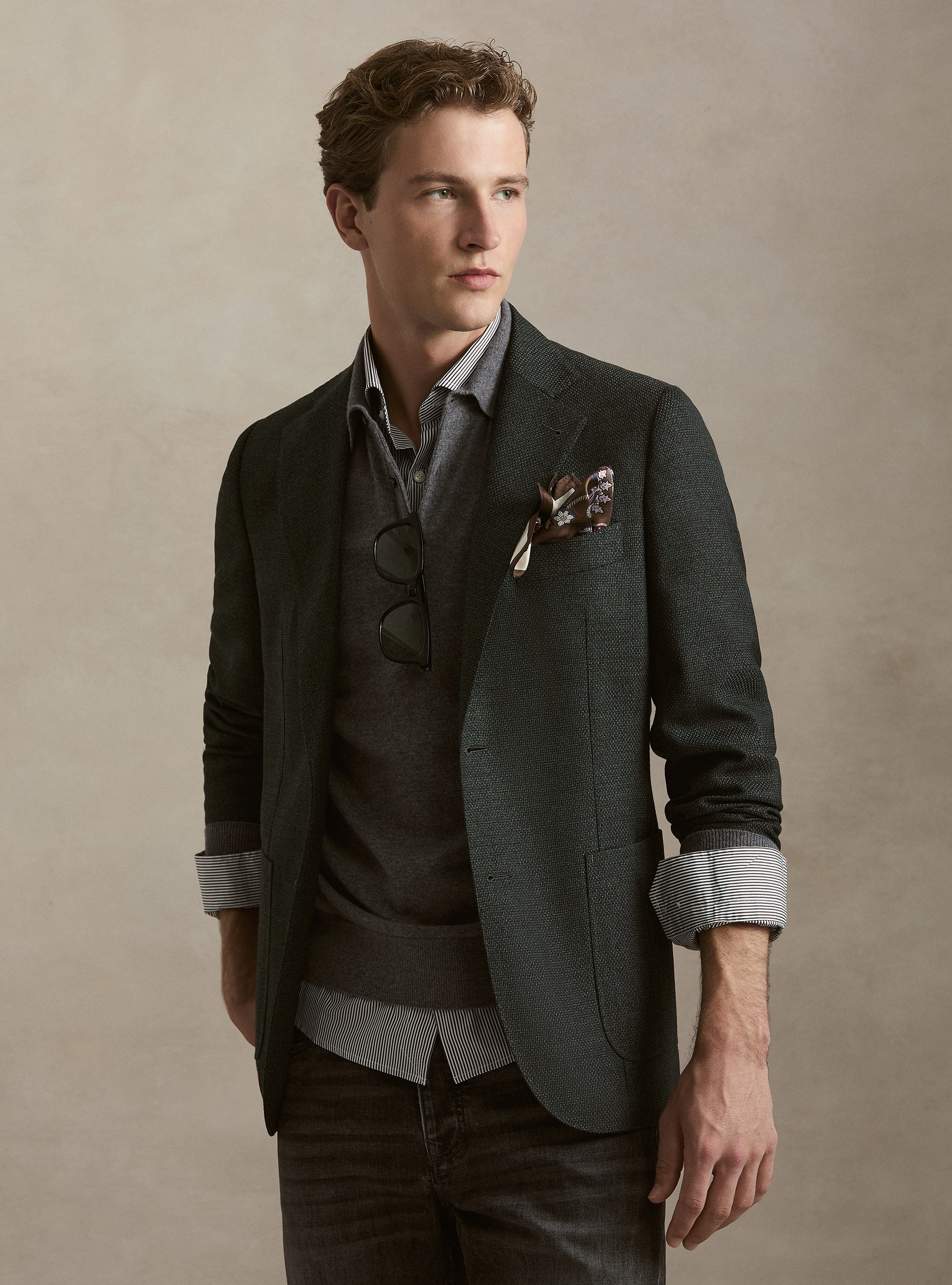 Wool Hopsack Blazer, GREEN