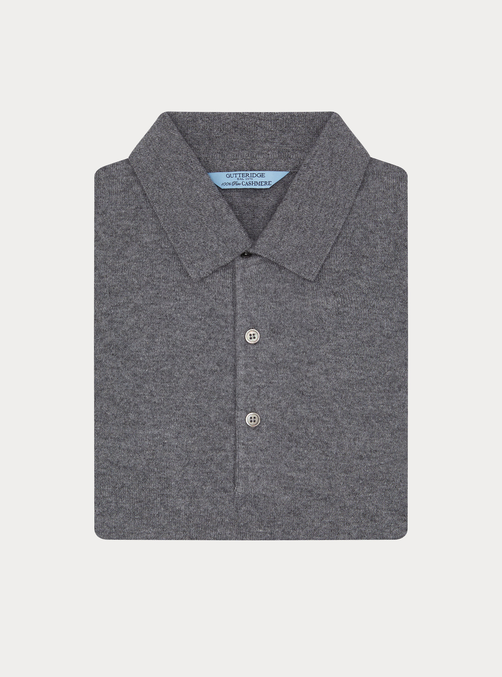 Polo de manga larga de cachemira pura, GRIGIO SCURO 0125C