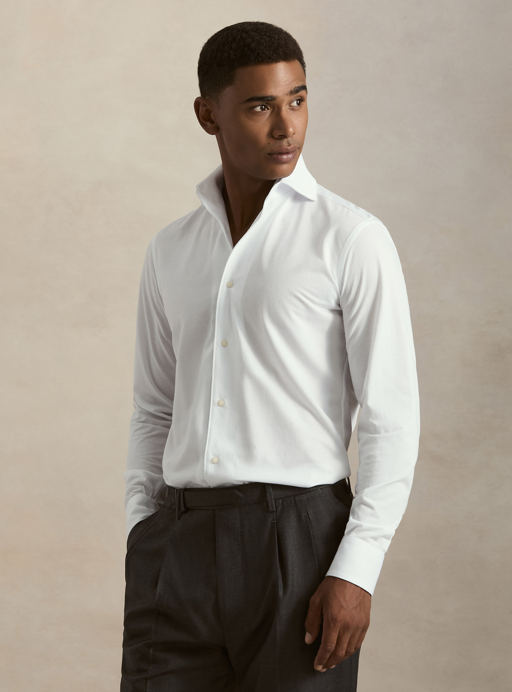 GT01 shirt in cotton blend jersey, WHITE