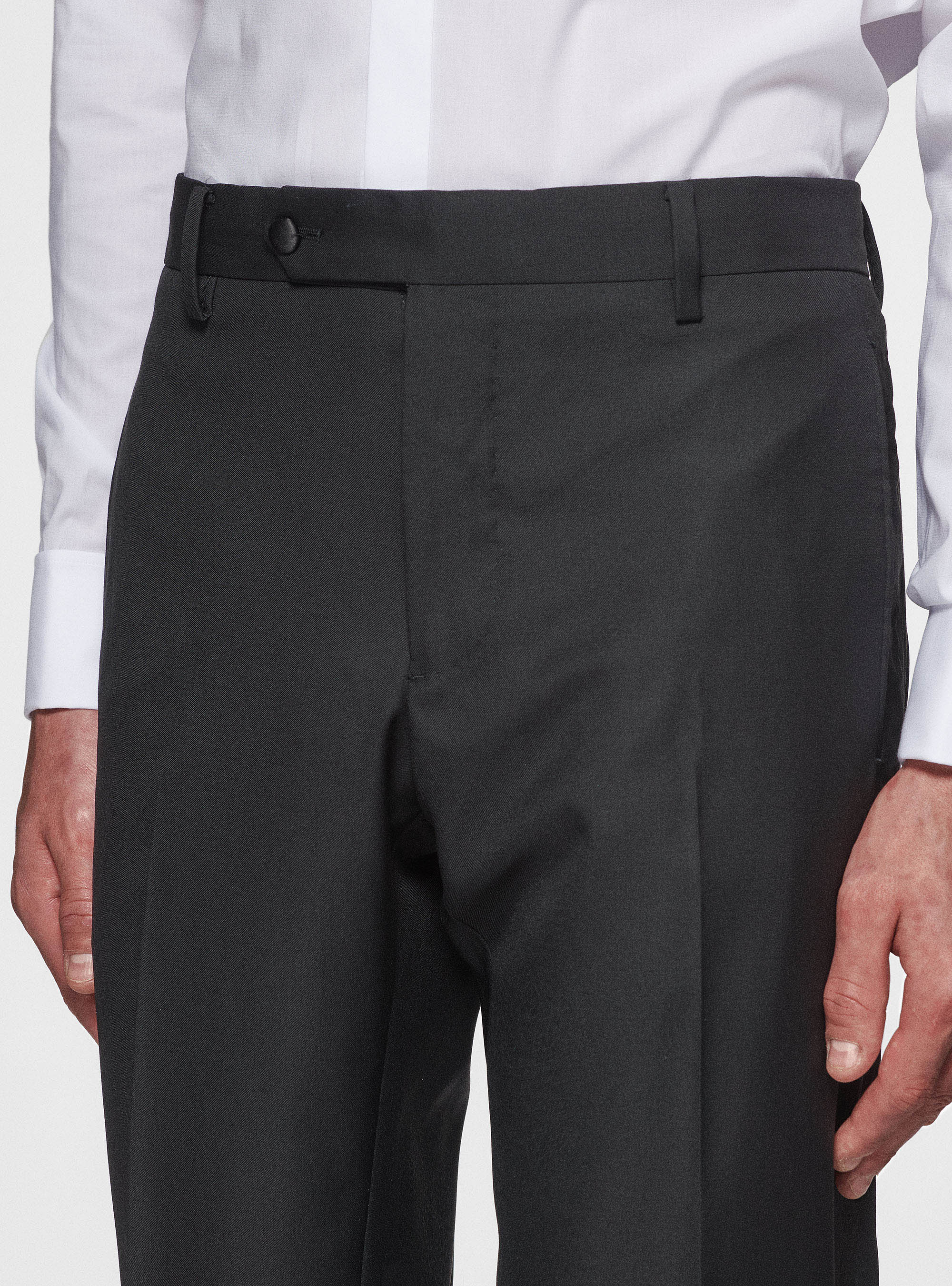 Black smoking trousers in pure wool, BLACK
