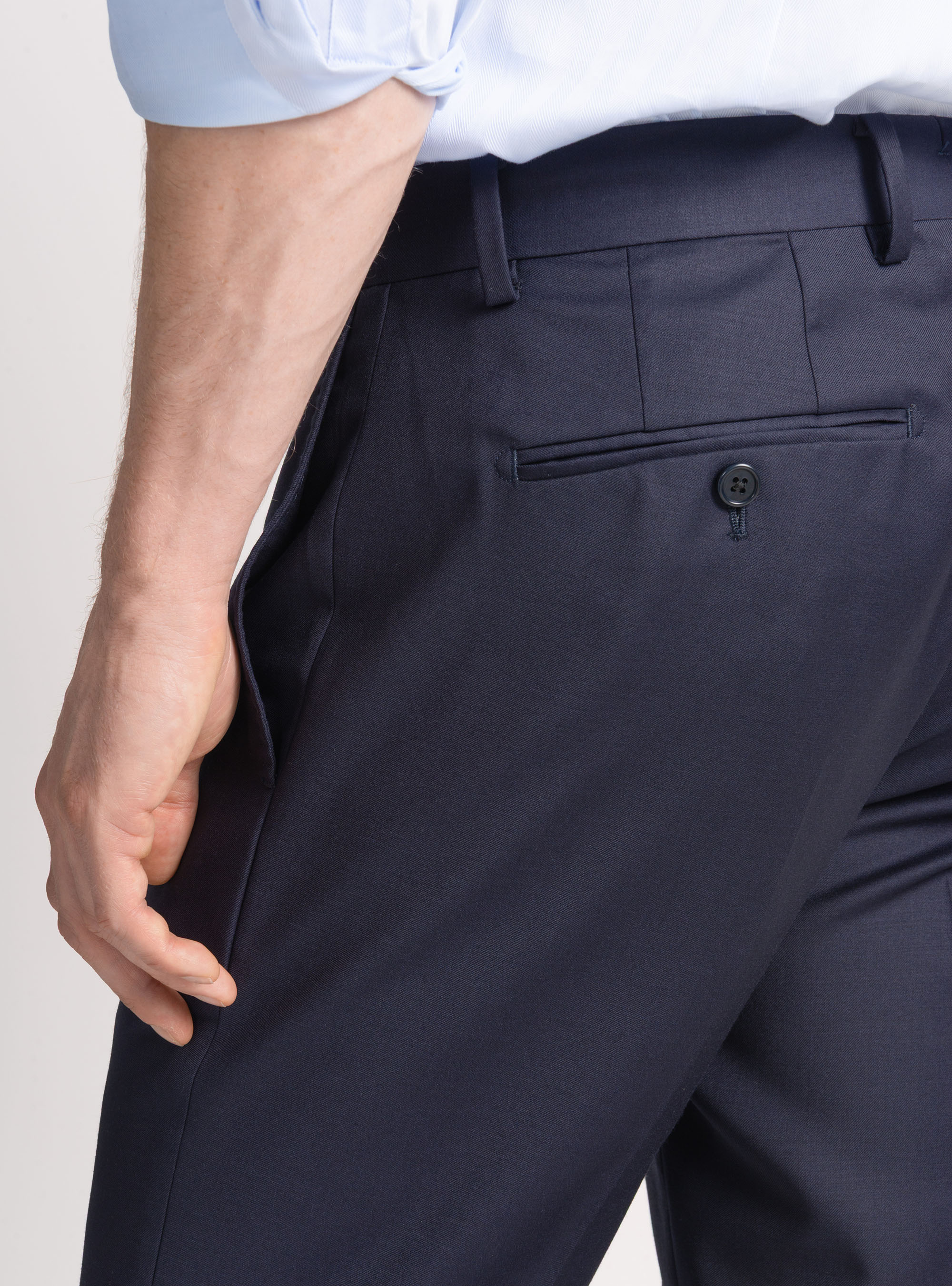 Suit trousers in pure superfine 120s wool, NAVY BLUE